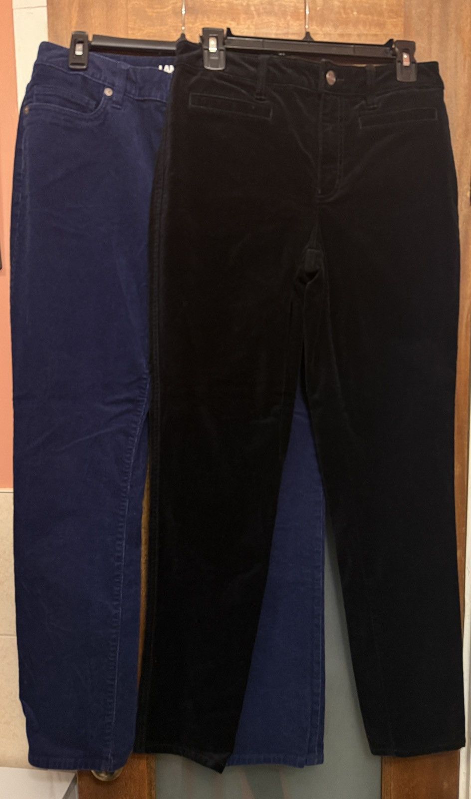 Lands' End Lands’ End Blue Corduroy & Black Velvet Pant Slim Size 8 Size 30" / US 8 / IT 44 - 1 Thumbnail