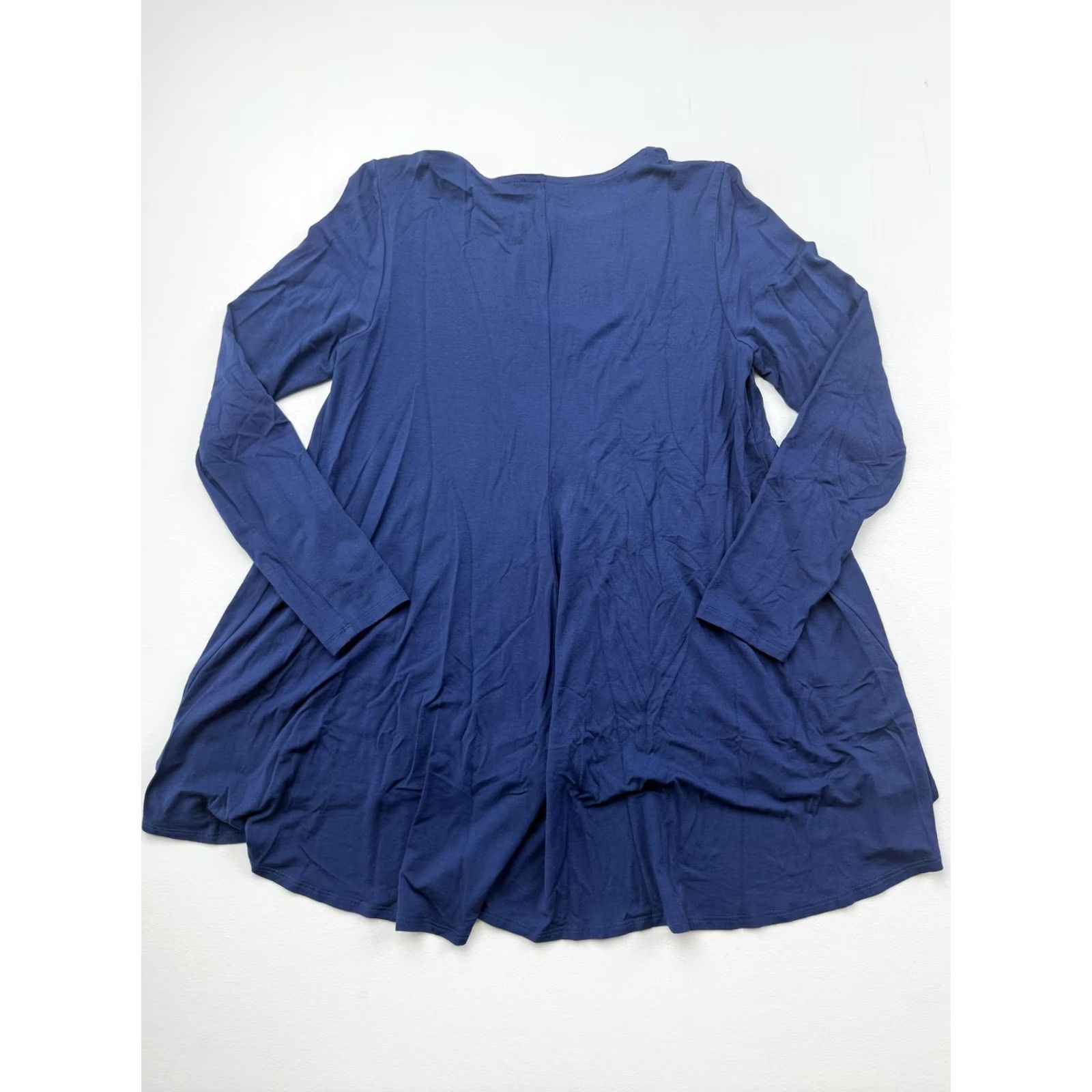 Eileen Fisher Eileen Fisher Blouse Womens XS Blue Crew Neck Long Sleeve Jersey Tunic Top Size XS / US 0-2 / IT 36-38 - 2 Thumbnail