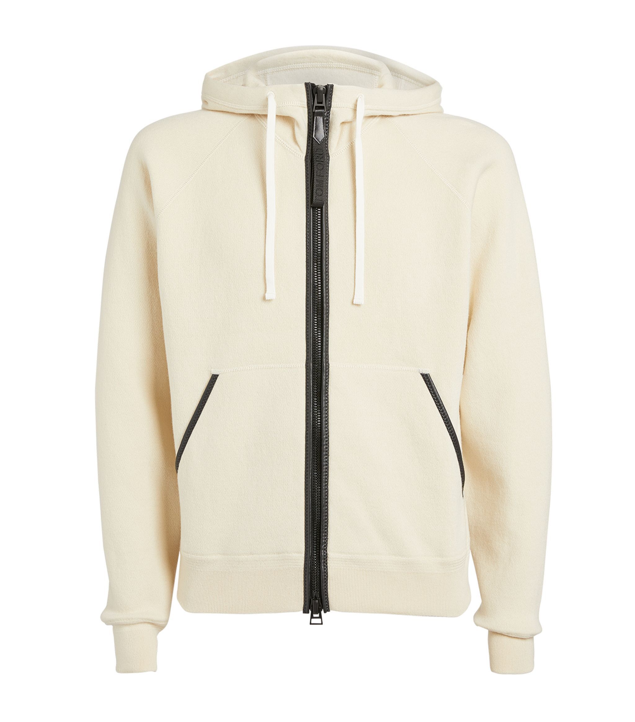 image of Tom Ford O1W1Db10124 Cashmere Zip-Up Hoodie In White, Men's (Size XL)