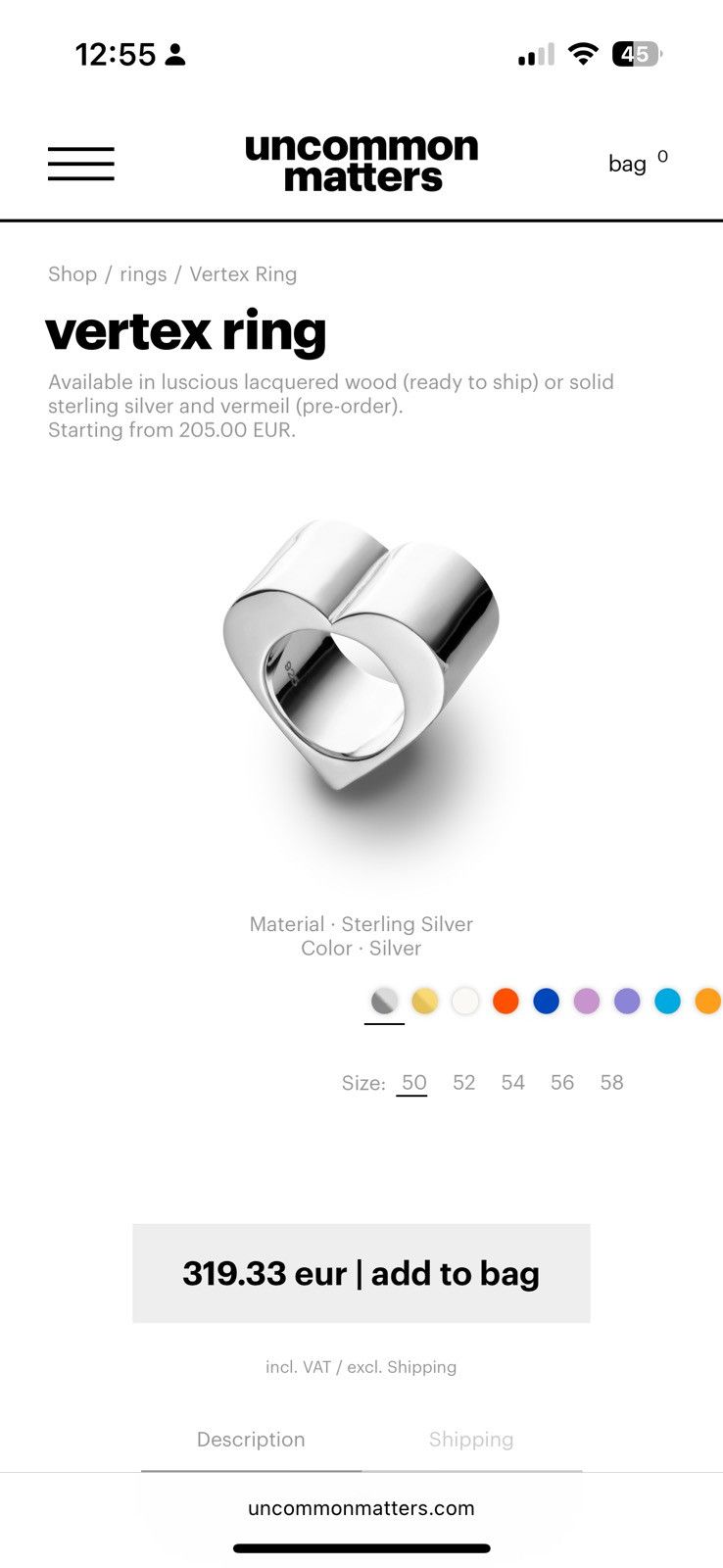 Other Uncommon Matters Silver Vertex 3D Heart Ring Size ONE SIZE - 1 Thumbnail