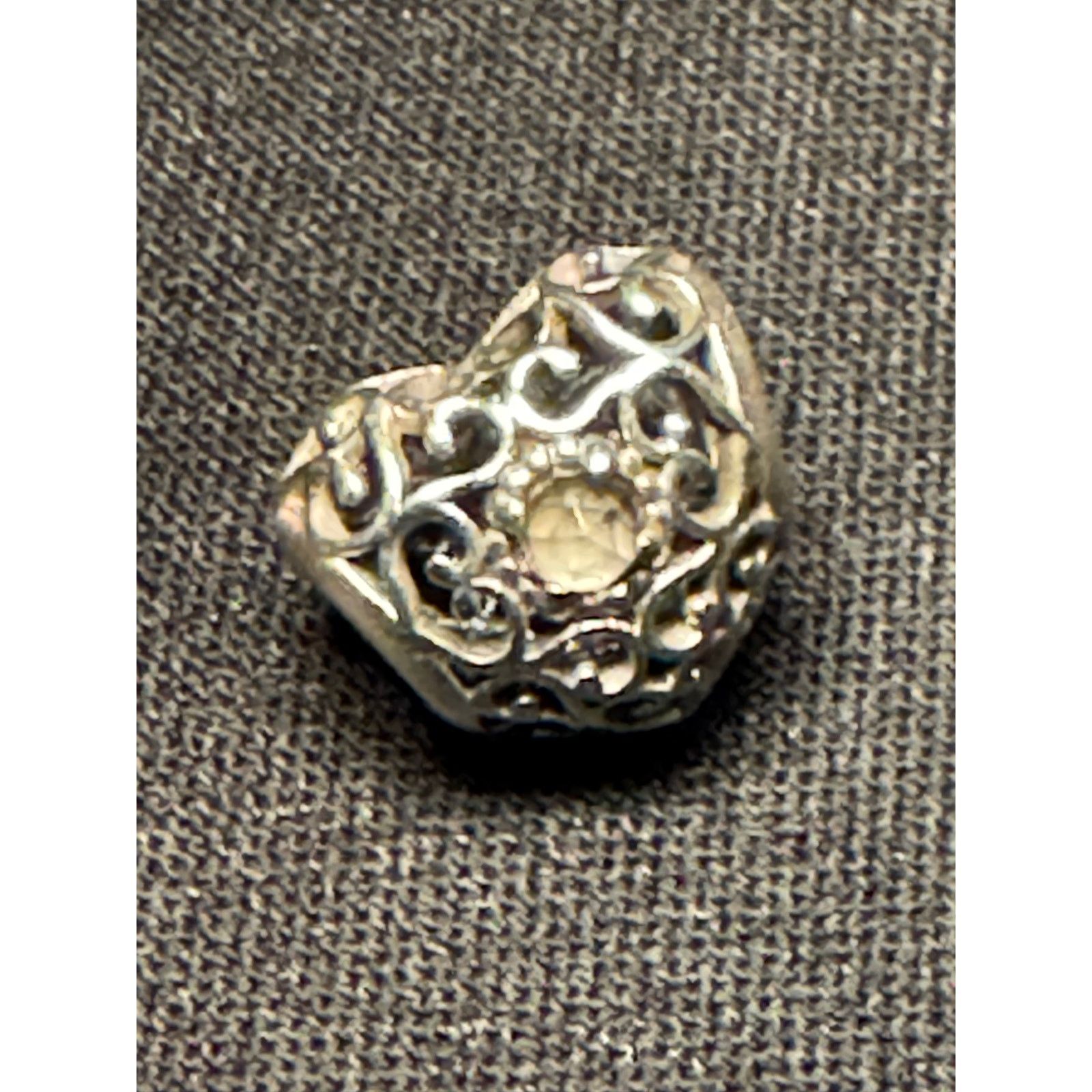 pandora 925 Sterling ALE Pandora Heart Charm 2 Crystals Size ONE SIZE - 1 Thumbnail