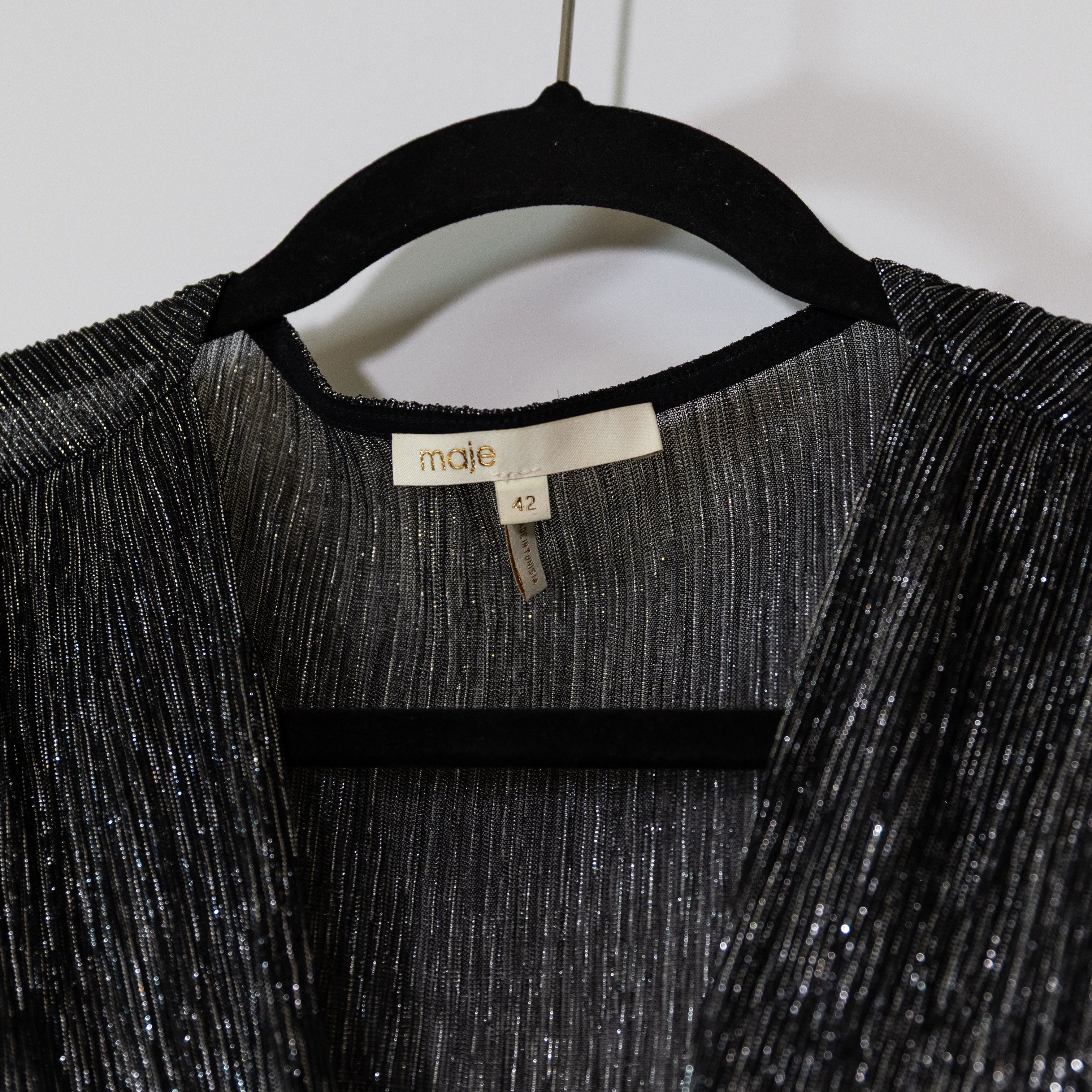 Maje Maje Women's Silver Gray Metallic Sparkle Size XL / US 12-14 / IT 48-50 - 2 Thumbnail