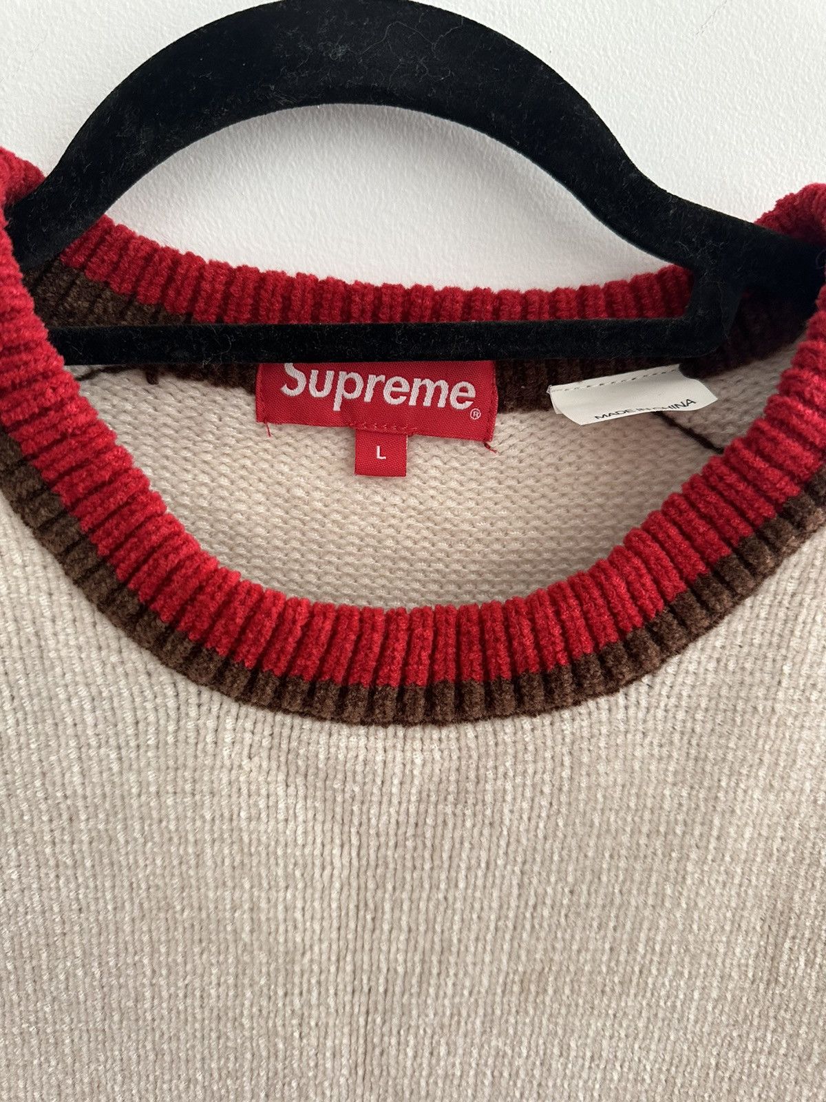 Supreme supreme cream stripe chenille sweater Size US L / EU 52-54 / 3 - 2 Thumbnail