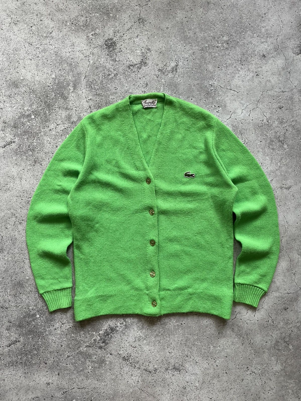 LACOSTE Haymaker ヴィンテージ ワンポイントロゴ カーディガン 70年代 LACOSTE Haymaker ラコステ ニットカーディガン レディースS