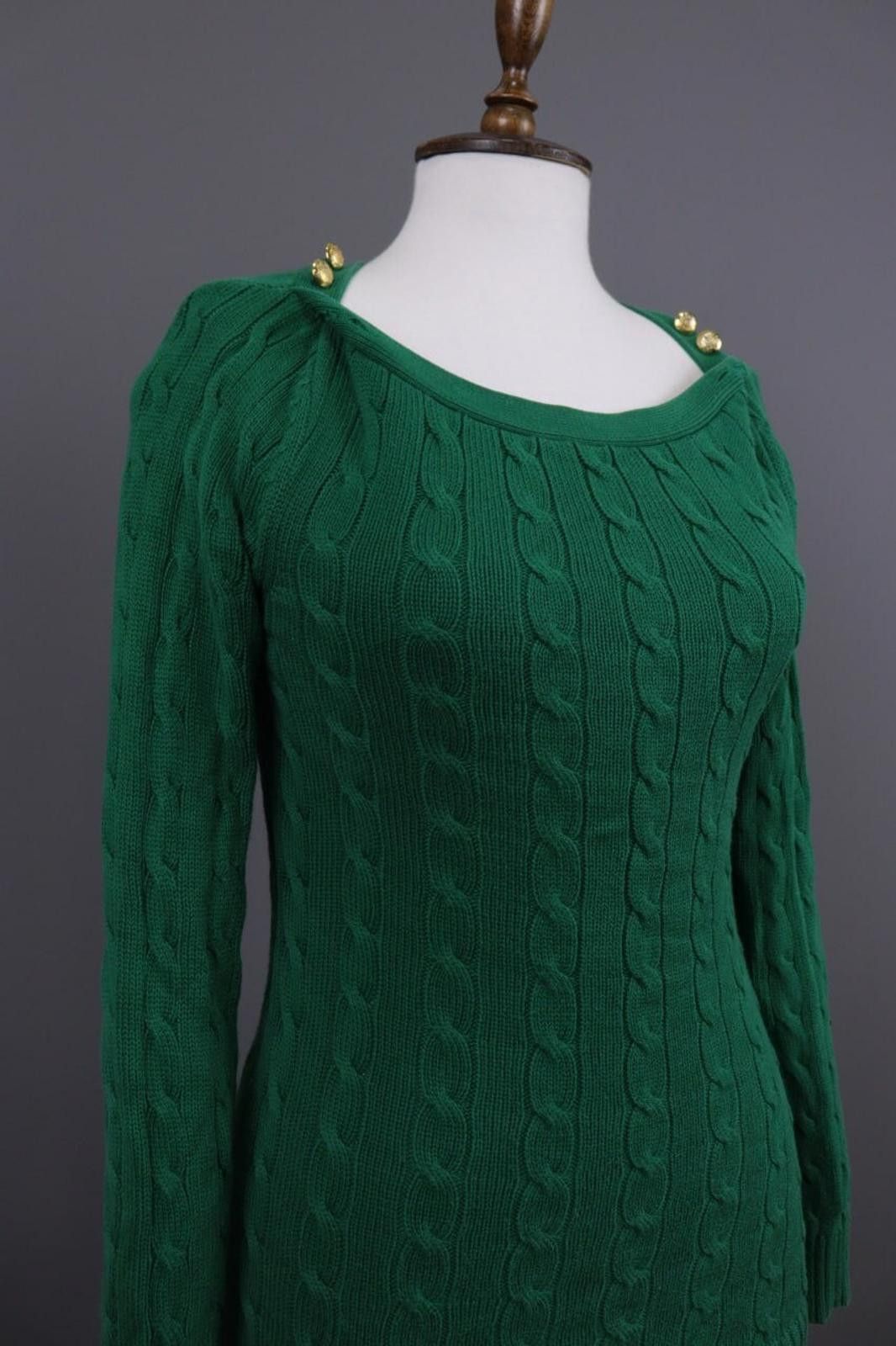 Lauren Ralph Lauren Green Rare Cable Knit Sweater Size XS