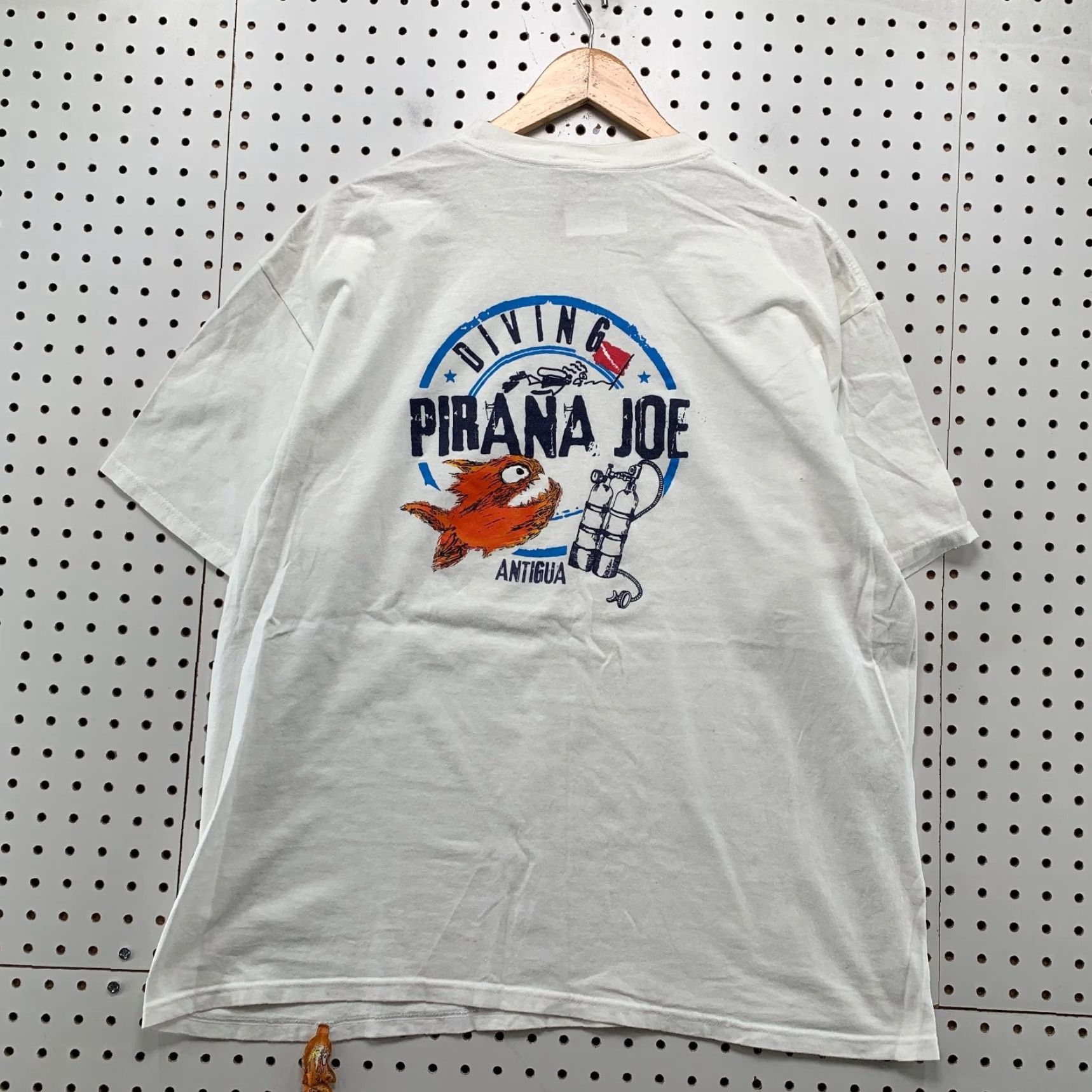Vintage Pirana Joe T Shirt Mens XL White Diving Antigua Short Sleeve Beach Surf Size US XL / EU 56 / 4 - 2 Thumbnail