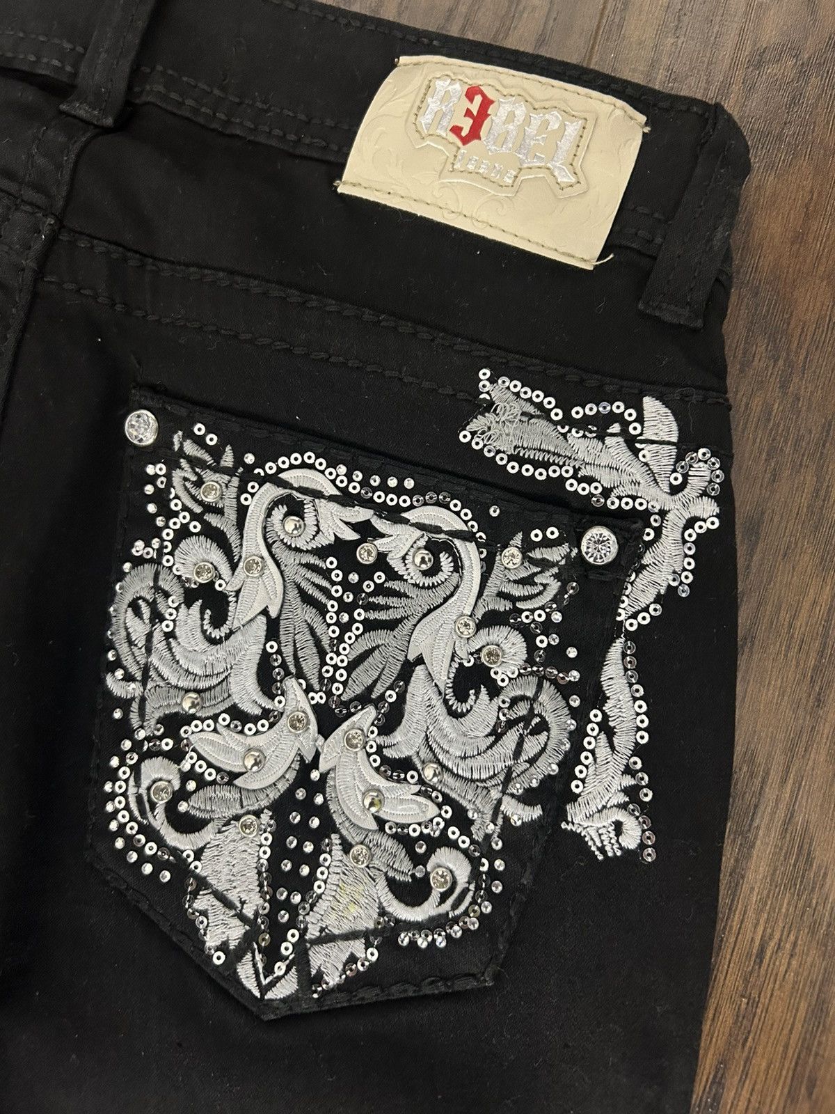 Other Embellished Rebel Bootcut Jeans Size 26" / US 2 / IT 38 - 6 Thumbnail