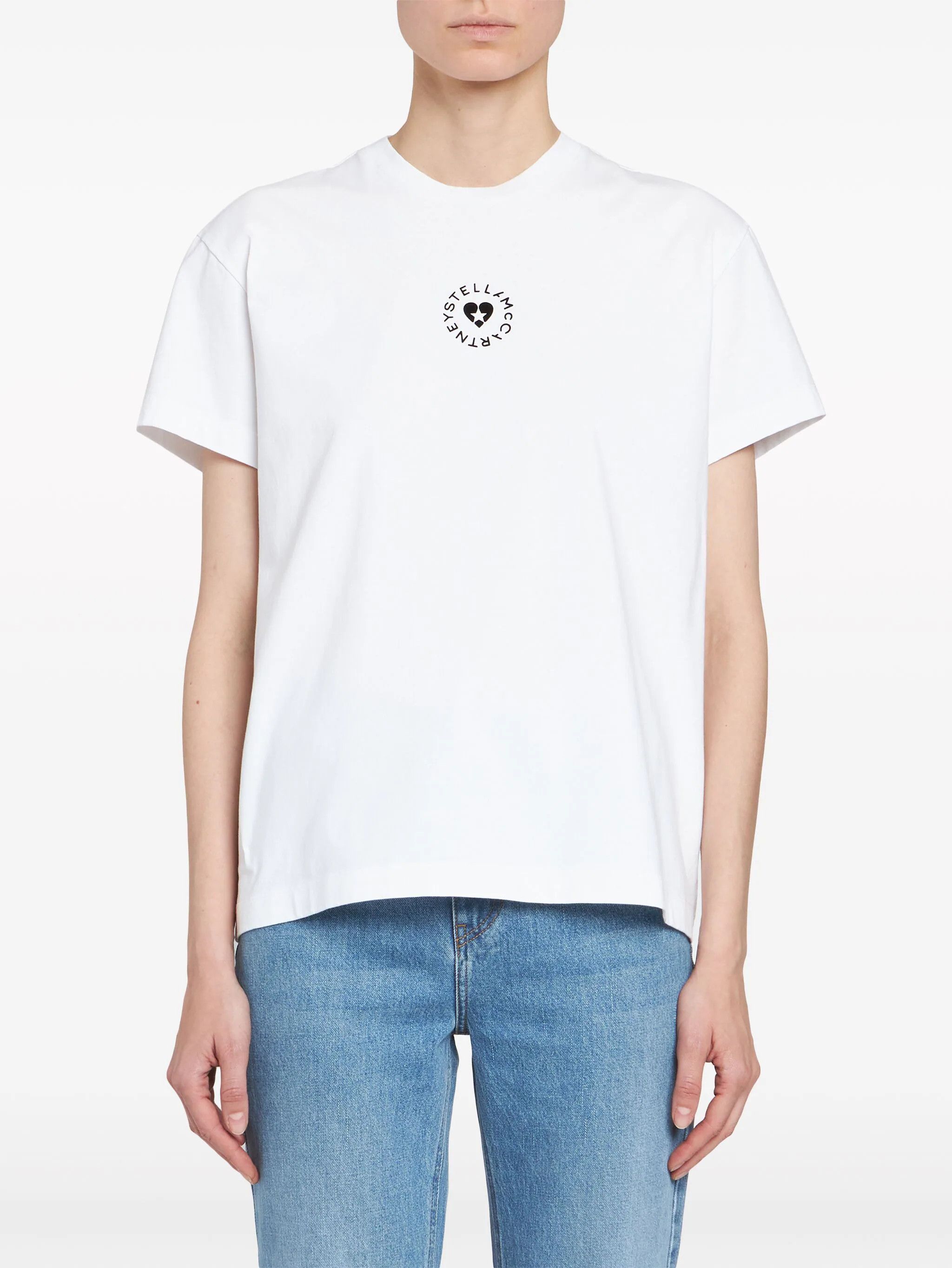 Stella McCartney o1s22i1n1024 Iconic Mini Heart T-Shirt in White Size M / US 6-8 / IT 42-44 - 2 Thumbnail