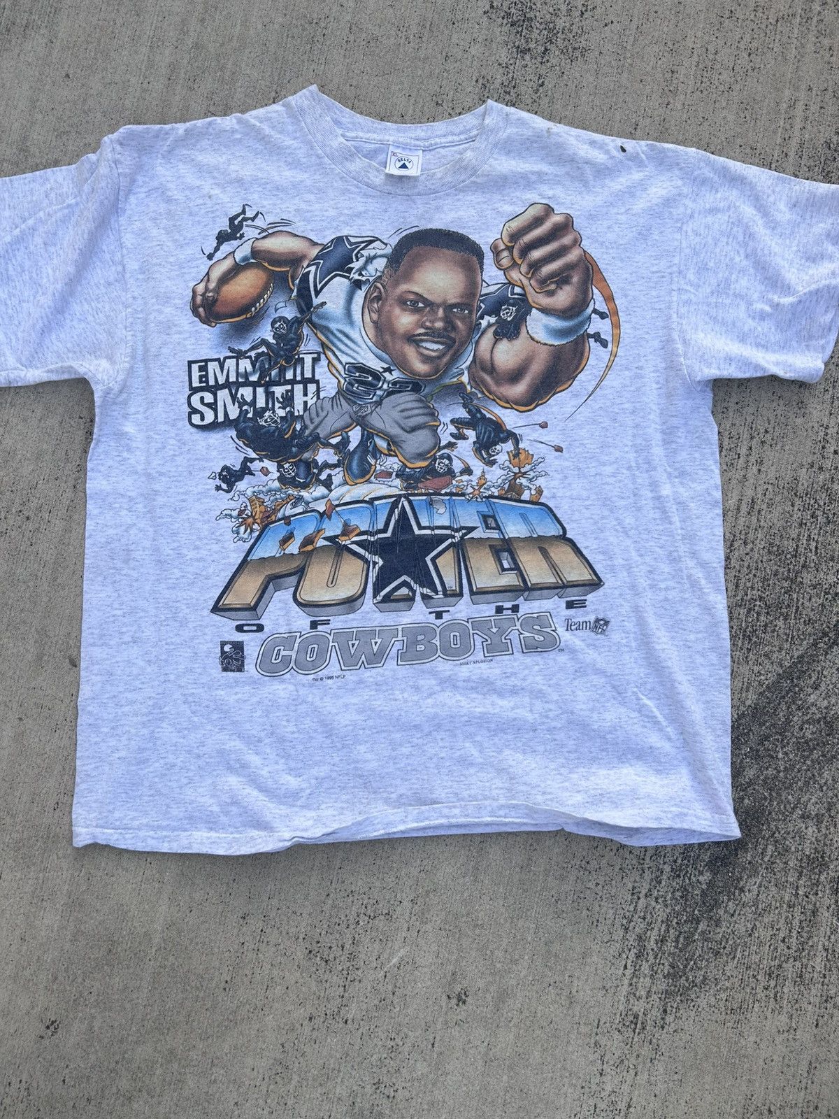 Vintage Vintage 1995 Emmit Smith Dallas Cowboys grey t-shirt Size US XL / EU 56 / 4 - 1 Thumbnail