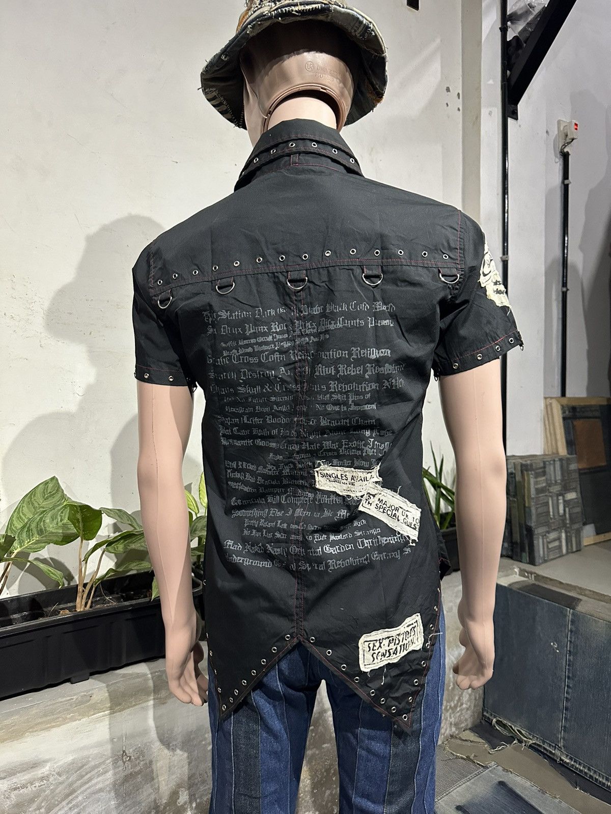 Japanese Brand Punk Asymmetrical Studded eyelets Shirt by Keystation Size US S / EU 44-46 / 1 - 13 Thumbnail