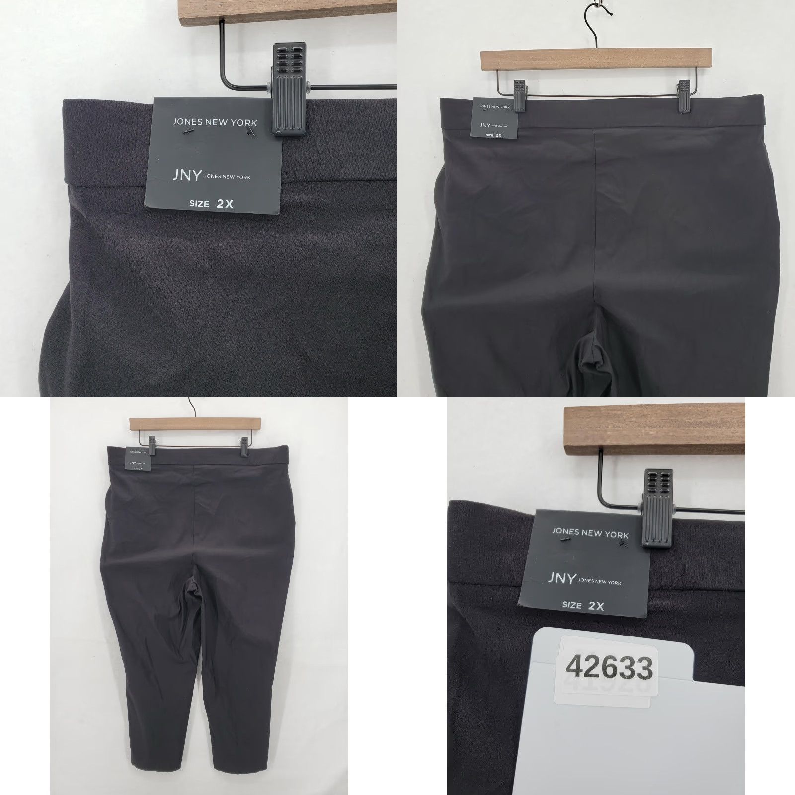 Jones New York VINTAGE? No. Jones New York Pants Womens 2X Black Stretch Side Button Plus Ankle Nautical NWT Size 40" / US 18 - 9 Thumbnail