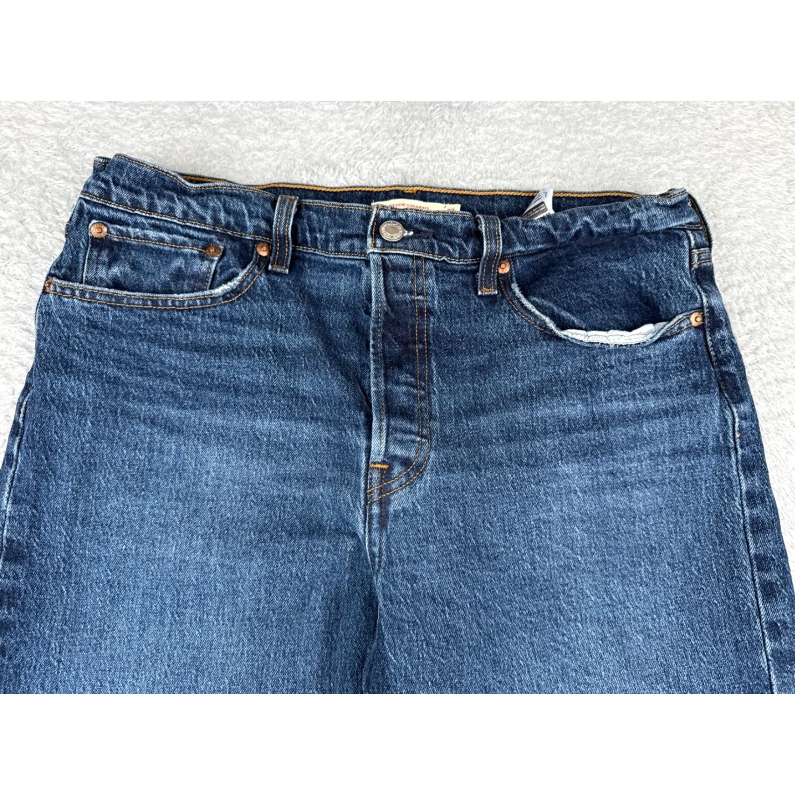 Levi's VINTAGE Levi's Wedgie Jeans Womens 32 Blue Denim High Rise 32x25 Levi's Wedgie Fit 5-Pocket Distressed Regular Blue Womens Jeans Size 24" / US 00 / IT 34 - 4 Thumbnail