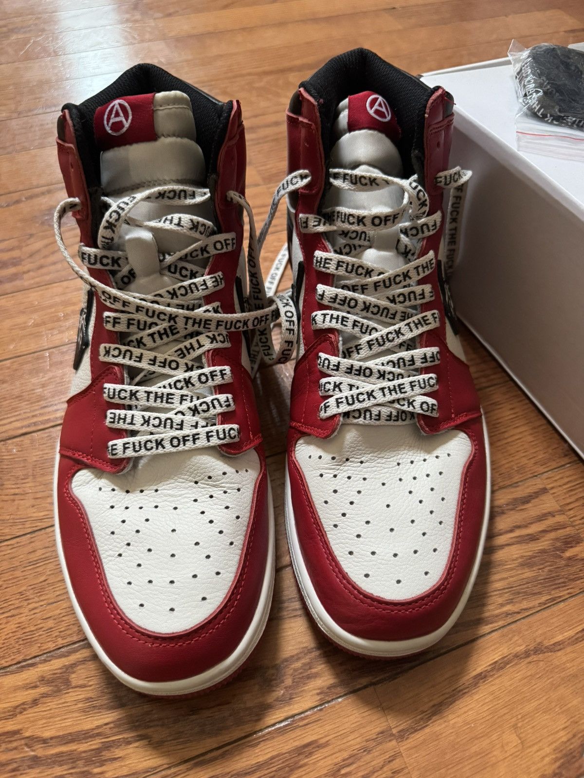ineverheardofyou Ineverheardofyou Fuck Off Jordan 1s (Red/Black/White) Size US 11 / EU 44 - 3 Thumbnail