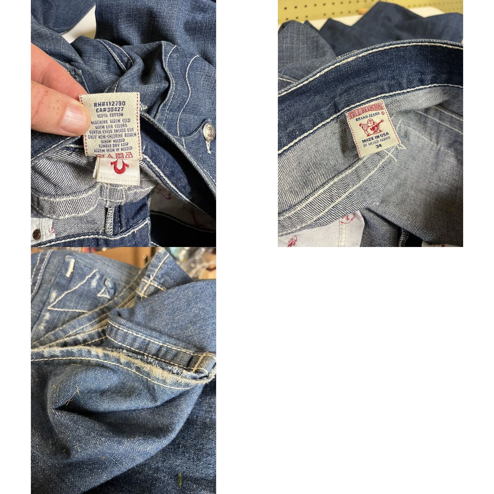 True Religion VINTAGE True Religion Jeans Billy Straight Leg 37x33 Blue Denim 5-Pocket Design Men Size US 37 - 9 Thumbnail