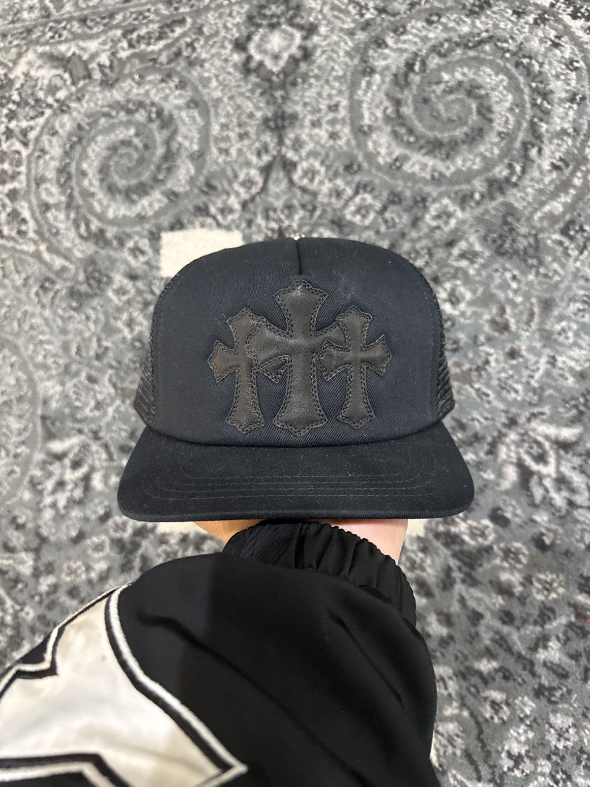 Chrome Hearts Chrome Hearts Black Triple Cross Cemetery Trucker Hat Size ONE SIZE - 1 Thumbnail