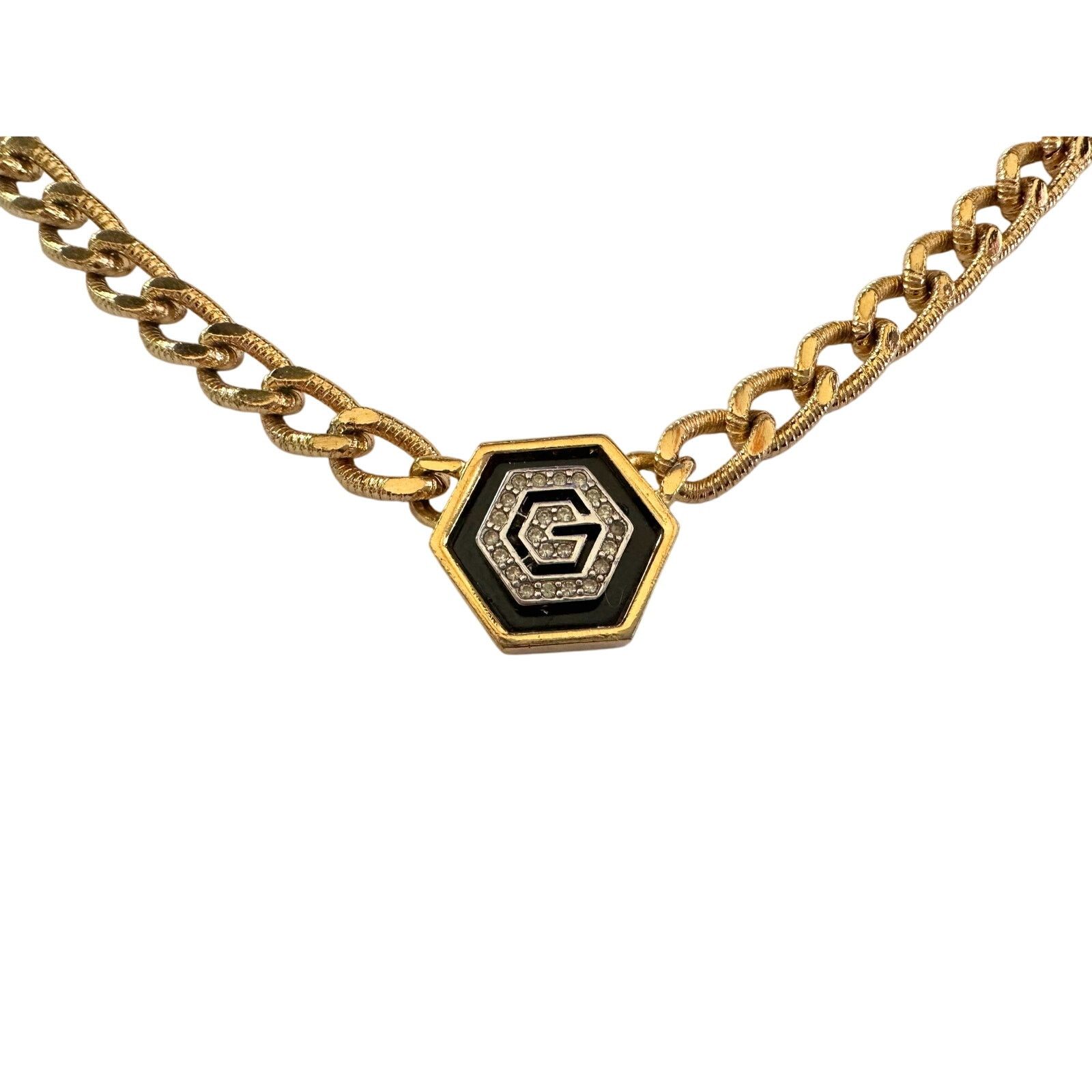Givenchy Givenchy Vintage (1978) Necklace with "G" in Black Hexagon Size ONE SIZE - 6 Thumbnail