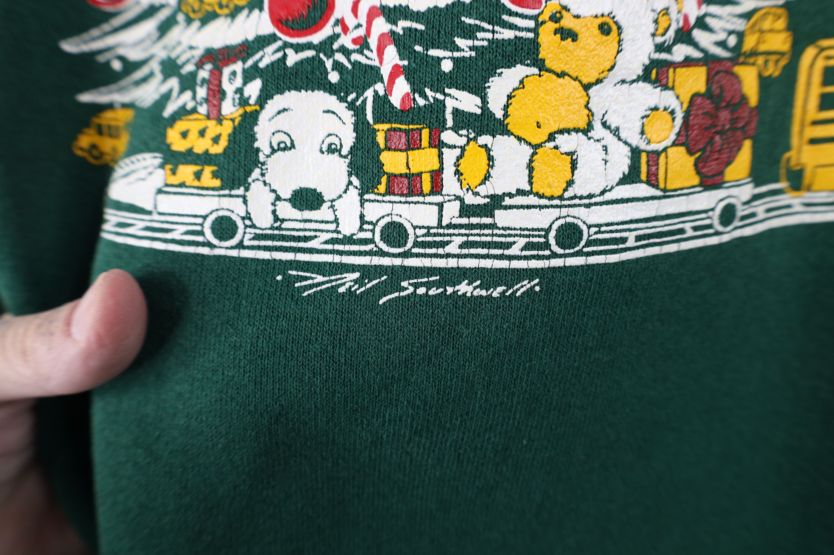 Vintage Vintage 90s Christmas Undercover Santa Sweatshirt Green USA Size XL / US 12-14 / IT 48-50 - 5 Thumbnail