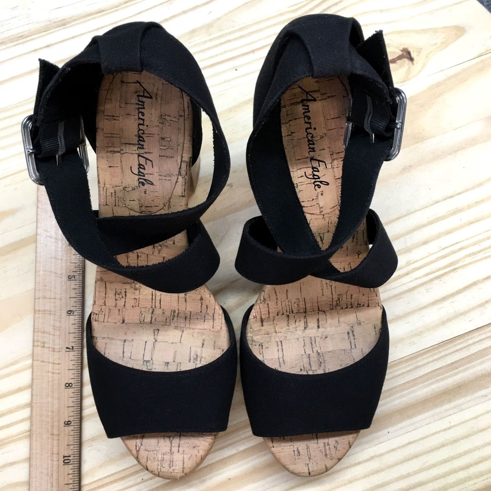 American Eagle Outfitters American Eagle Outfitters Heels Womens 9.5 Strappy Black Open Toe Buckled Block Shoes Size US 10 / IT 40 - 5 Thumbnail