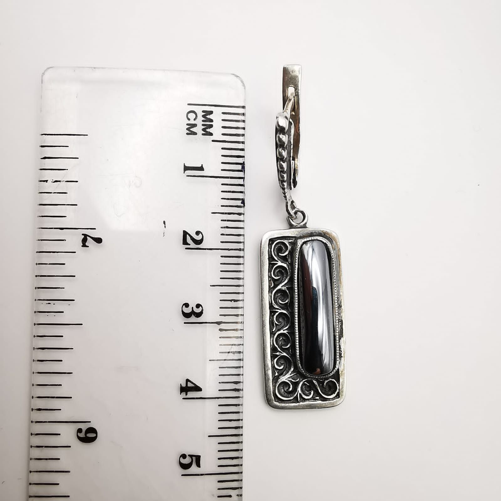 Vintage Vintage Earrings"Lanes" 925 Sterling Silver,Hematite Size ONE SIZE - 3 Thumbnail