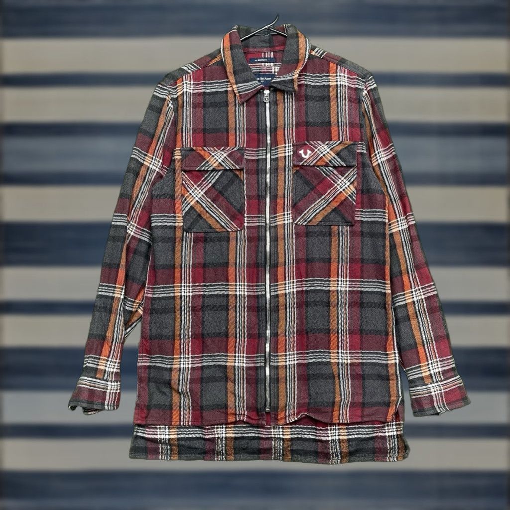 True Religion True Religion Jacket Shirt Mens Small Flannel Plaid Full Zip Autumn Long Sleeve Size US S / EU 44-46 / 1 - 1 Thumbnail