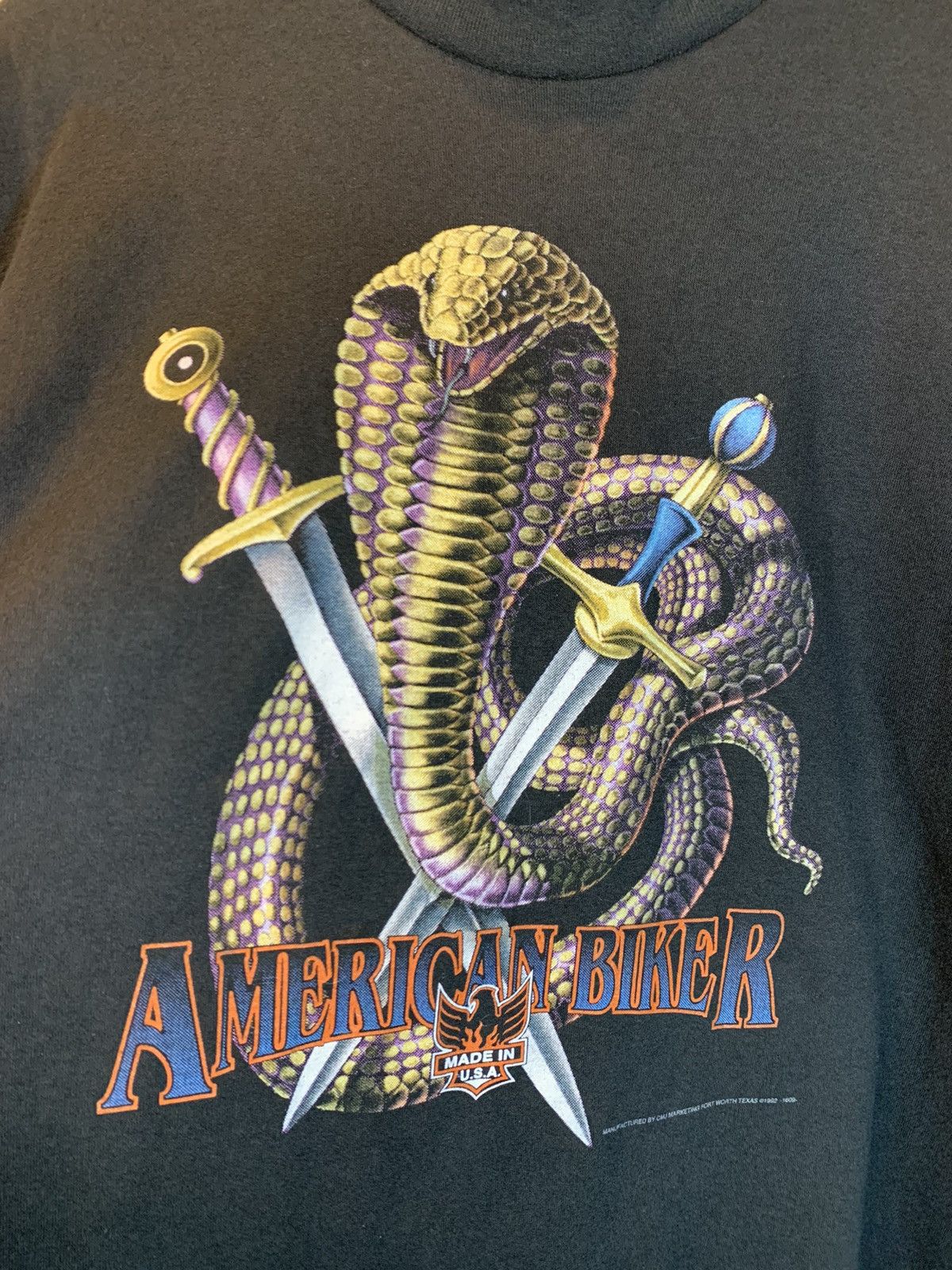 Vintage RARE Vintage 1992 3D Emblem American Biker Rattlesnake Shirt Size US XL / EU 56 / 4 - 2 Thumbnail