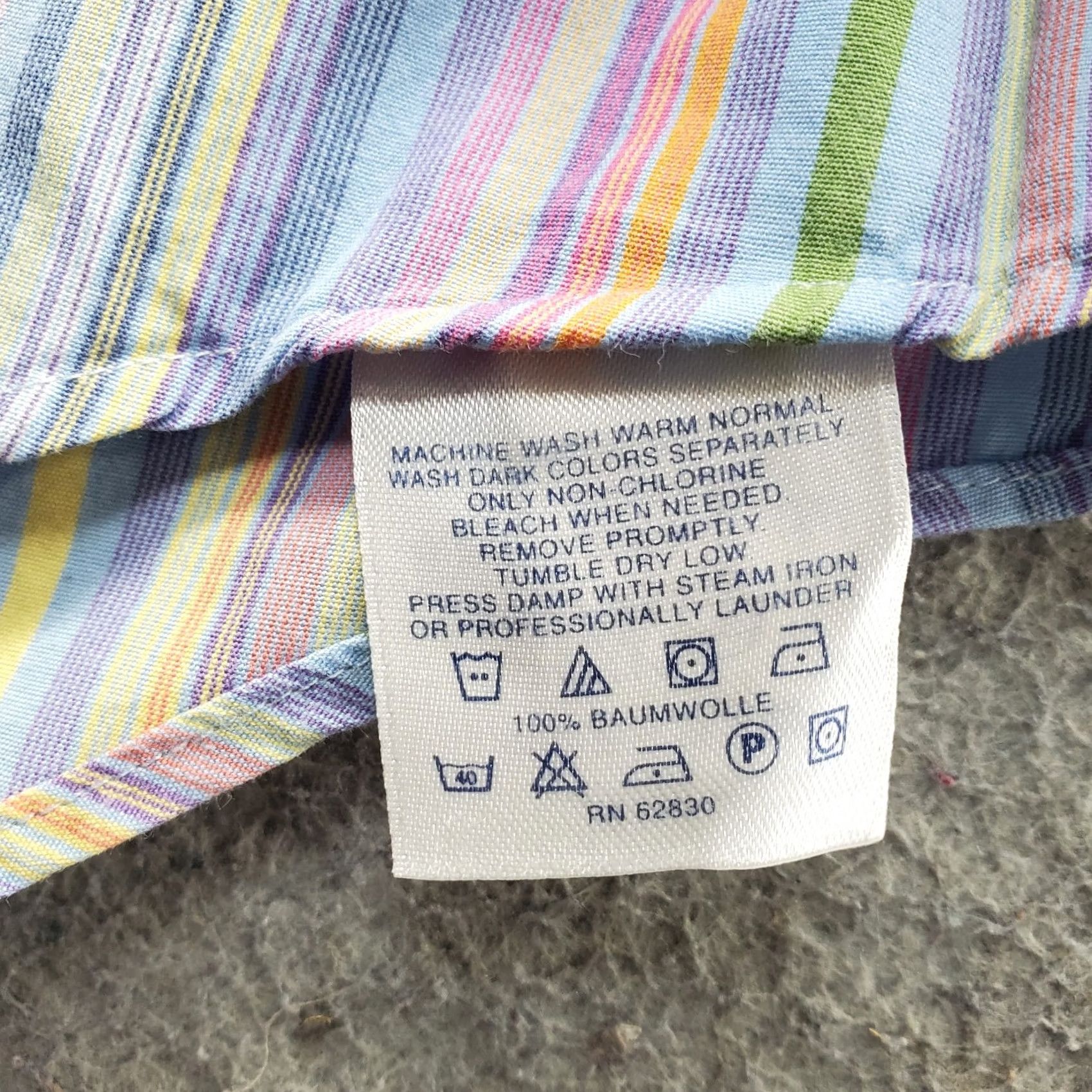 Lands' End Lands' End Dress Shirt Mens 15 Multi Striped Single Pocket Curved Hem Button Up Size 40R - 5 Thumbnail