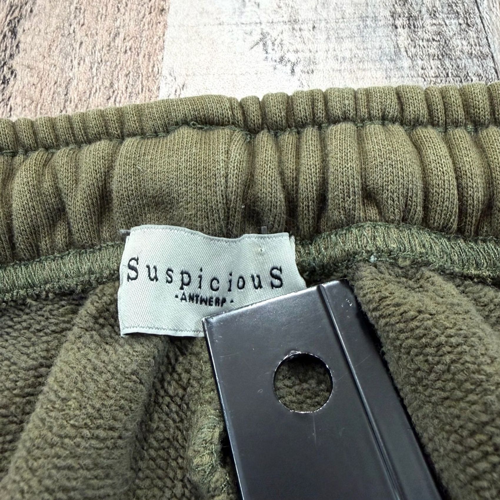 Suspicious Antwerp Sweatpants Men 1XL Olive Green Script Logo Joggers Streetwear in Brown, Men's (Size 35) — image 3 of 6