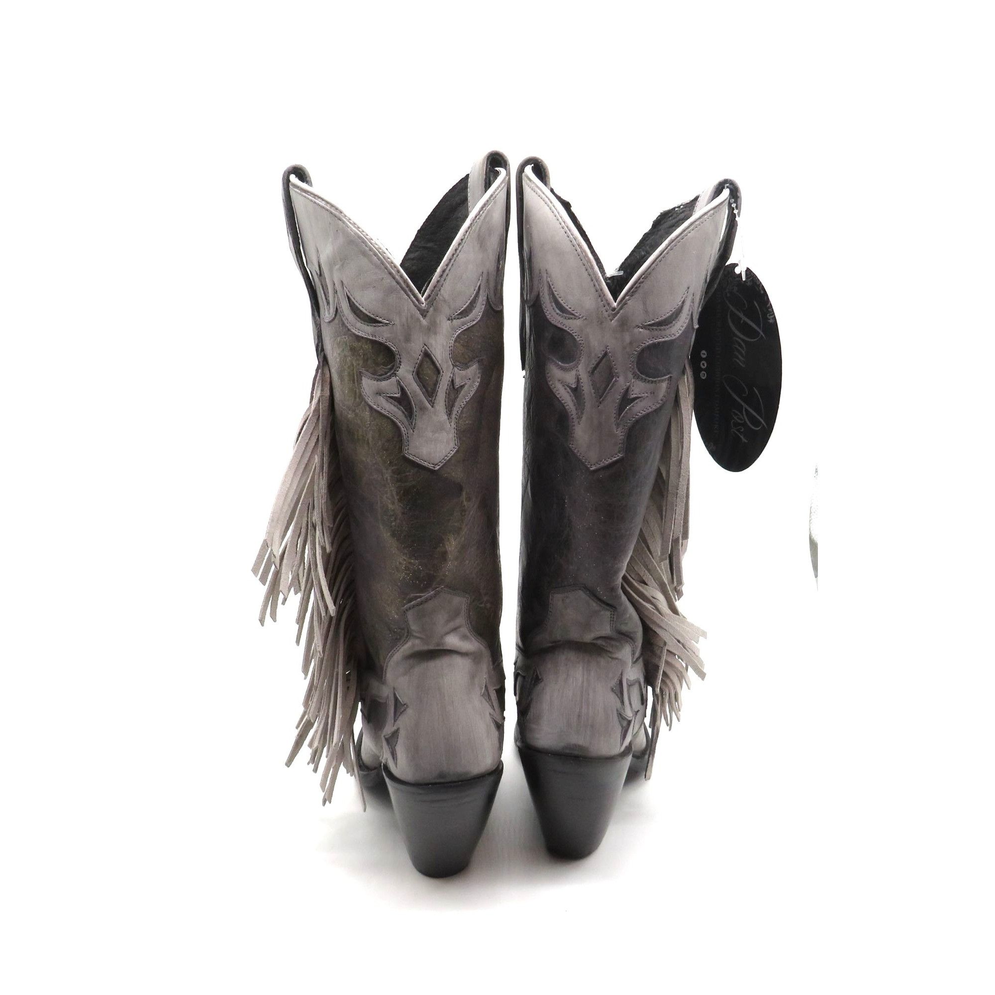 Dan Post Dan Post Womens Grey Metallic Fringe Leather Cowboy Boots Si Size US 6.5 / IT 36.5 - 7 Thumbnail