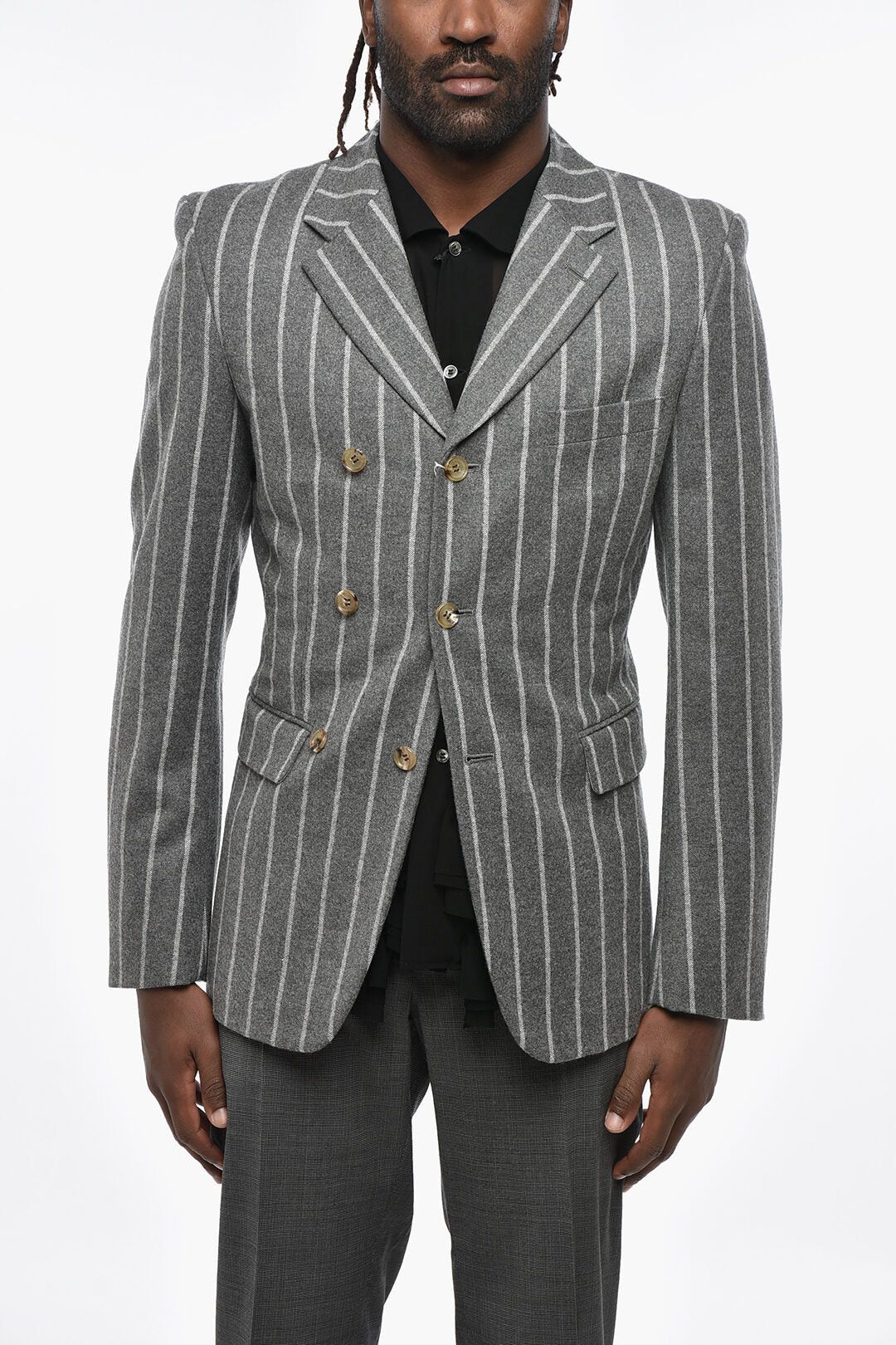 Comme des Garcons og1mm0426 Striped Wool Jacket in Grey Size US M / EU 48-50 / 2 - 1 Thumbnail