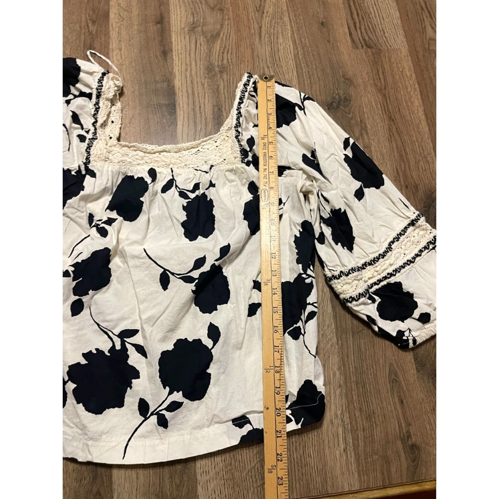 Vintage Maurices Shirt Womens Size M Black White 3/4 Sleeve Off the Shoulder T-Shirt Casual Modern Womens Size M / US 6-8 / IT 42-44 - 6 Thumbnail