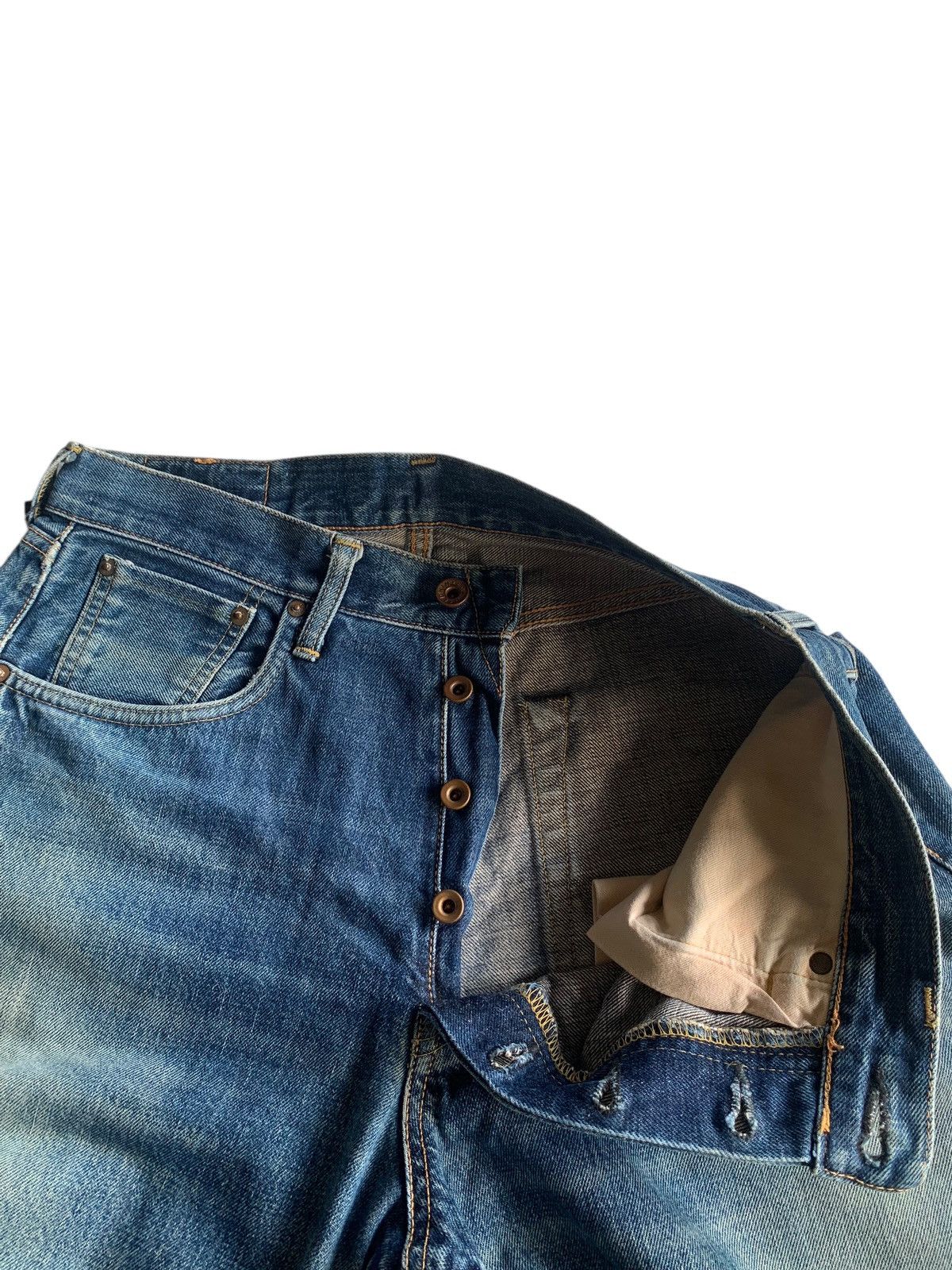 Edwin VINTAGE EDWIN 505 SELVEDGE BAGGY FADED DISTRESSED DENIM Size US 31 - 14 Thumbnail