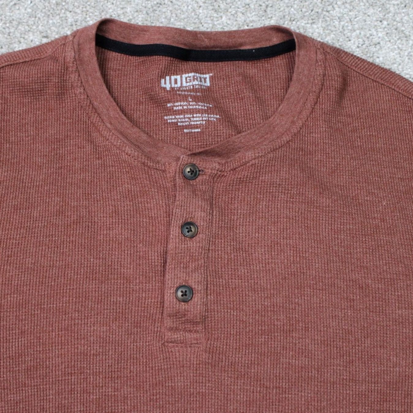 Vintage Duluth 40 Grit Mens Large Brown Thermal Henley Shirt Long Sleeve Waffle Knit Cotton Polyester Henley Thermal 2020-2029 Regular Mens Size US L / EU 52-54 / 3 - 5 Thumbnail