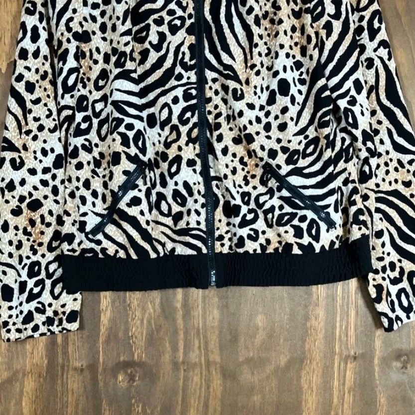 Vintage VINTAGE Zenergy by Chico's Jacket Womens Cheetah Brown Black Full Zip Stretch S Pattern Animal Print Mid-Length Casual Women's Jacket Size S / US 4 / IT 40 - 3 Thumbnail