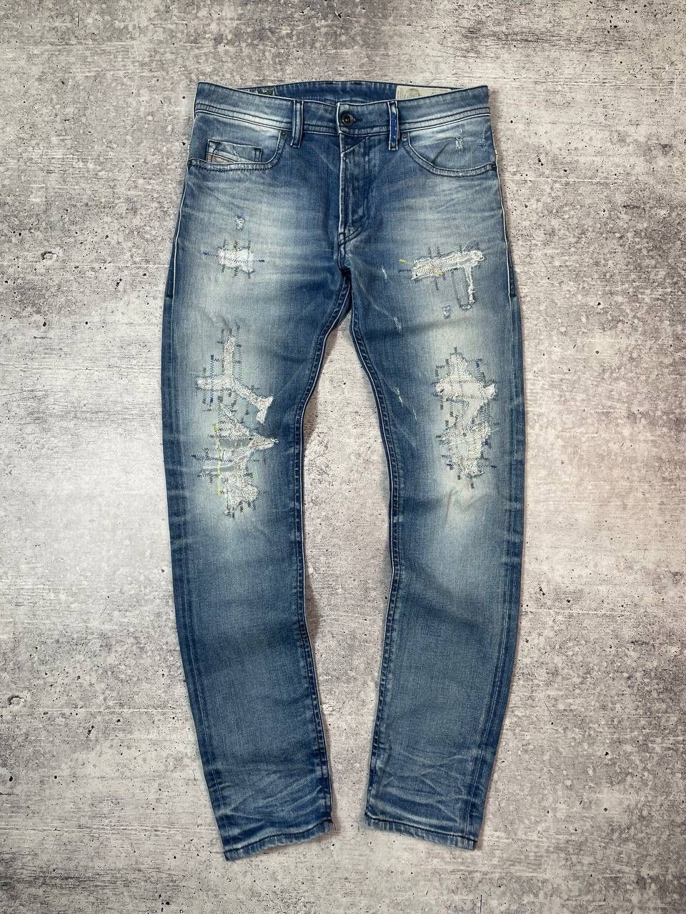 Diesel Vintage 00s Diesel Thommer Distressed Slim Denim Jeans Y2K Size US 30 / EU 46 - 1 Thumbnail