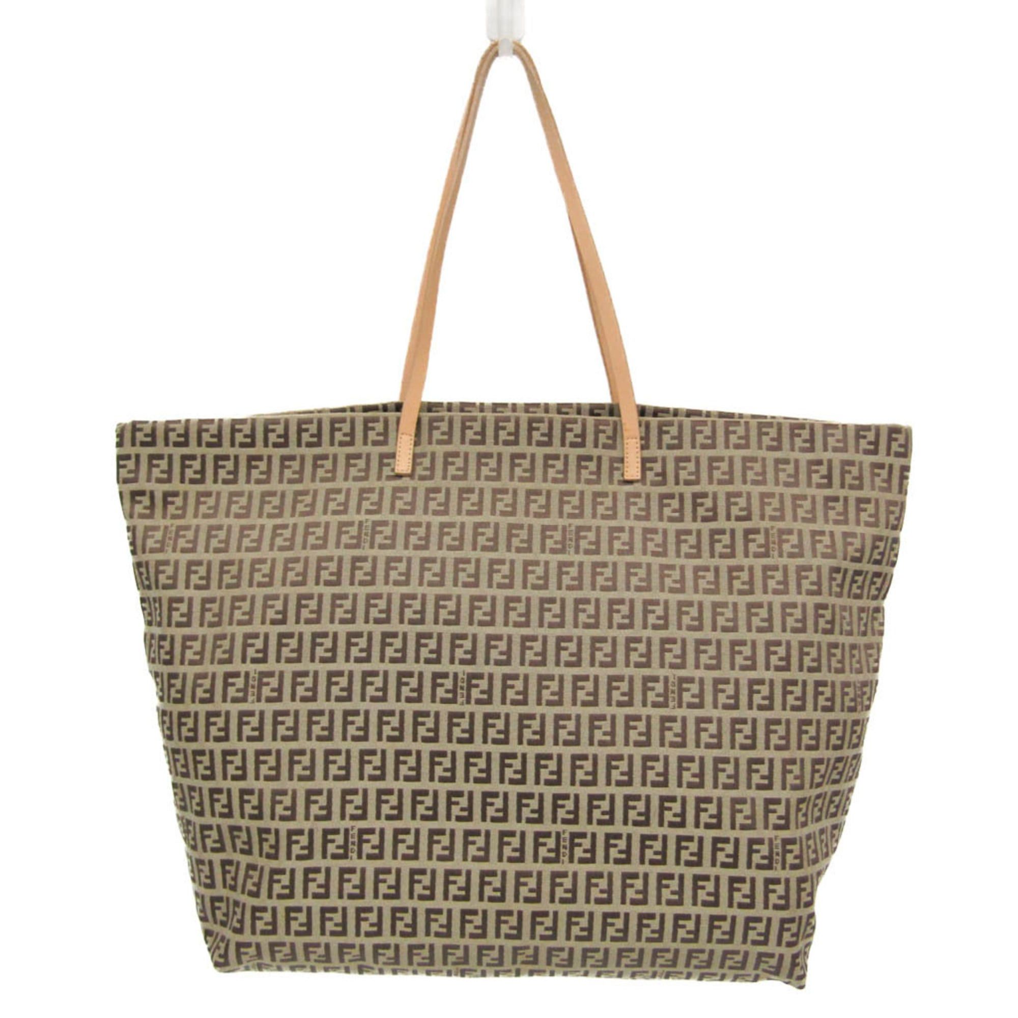 Fendi Fendi Zucchino 8BH026 Women's Canvas,Leather Tote Bag Beige Size ONE SIZE - 1 Thumbnail