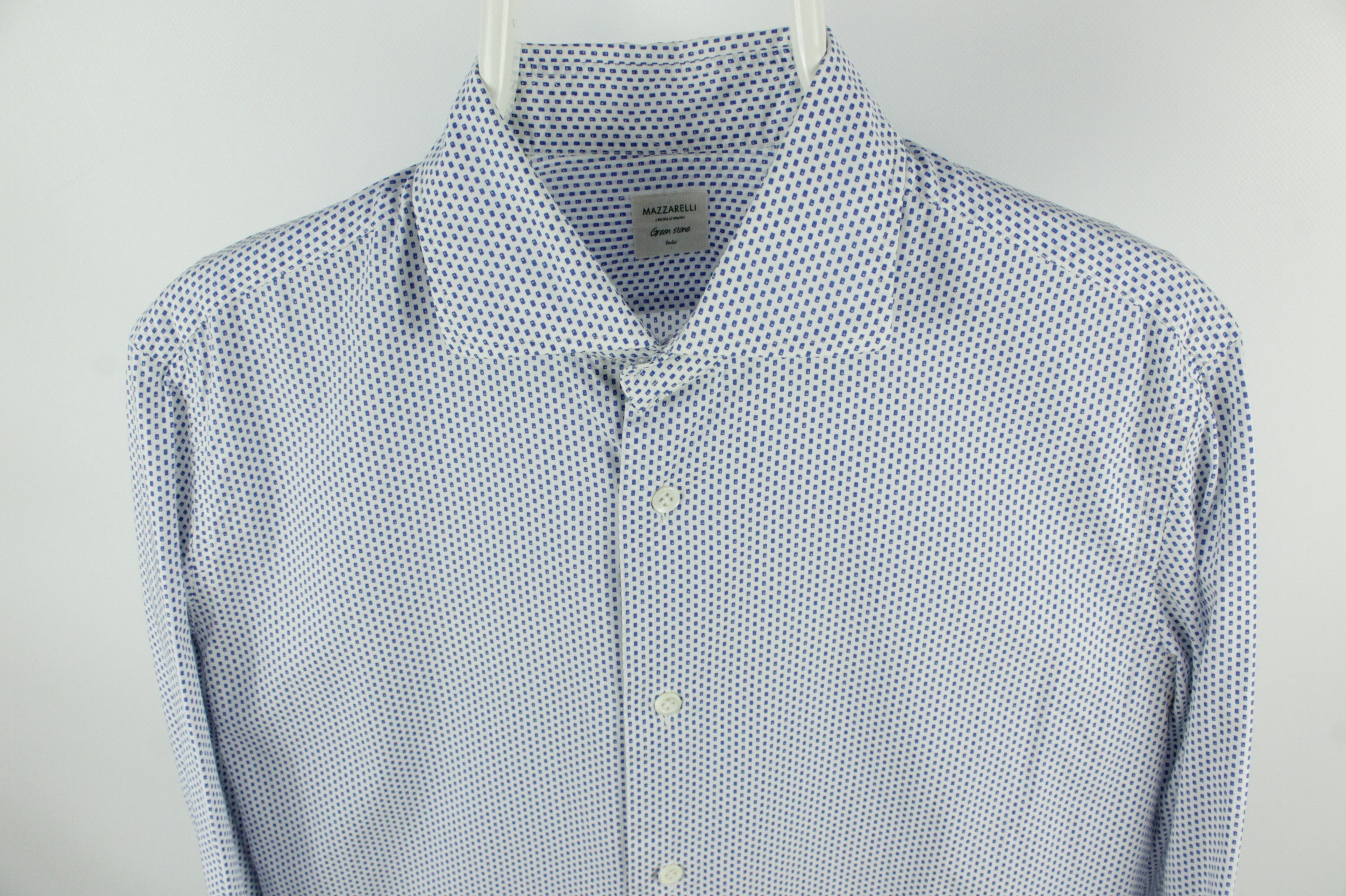 Mazzarelli Mazzarelli Green Stone Micro Pattern Slim Fit Dress Shirt Size US M / EU 48-50 / 2 - 2 Thumbnail