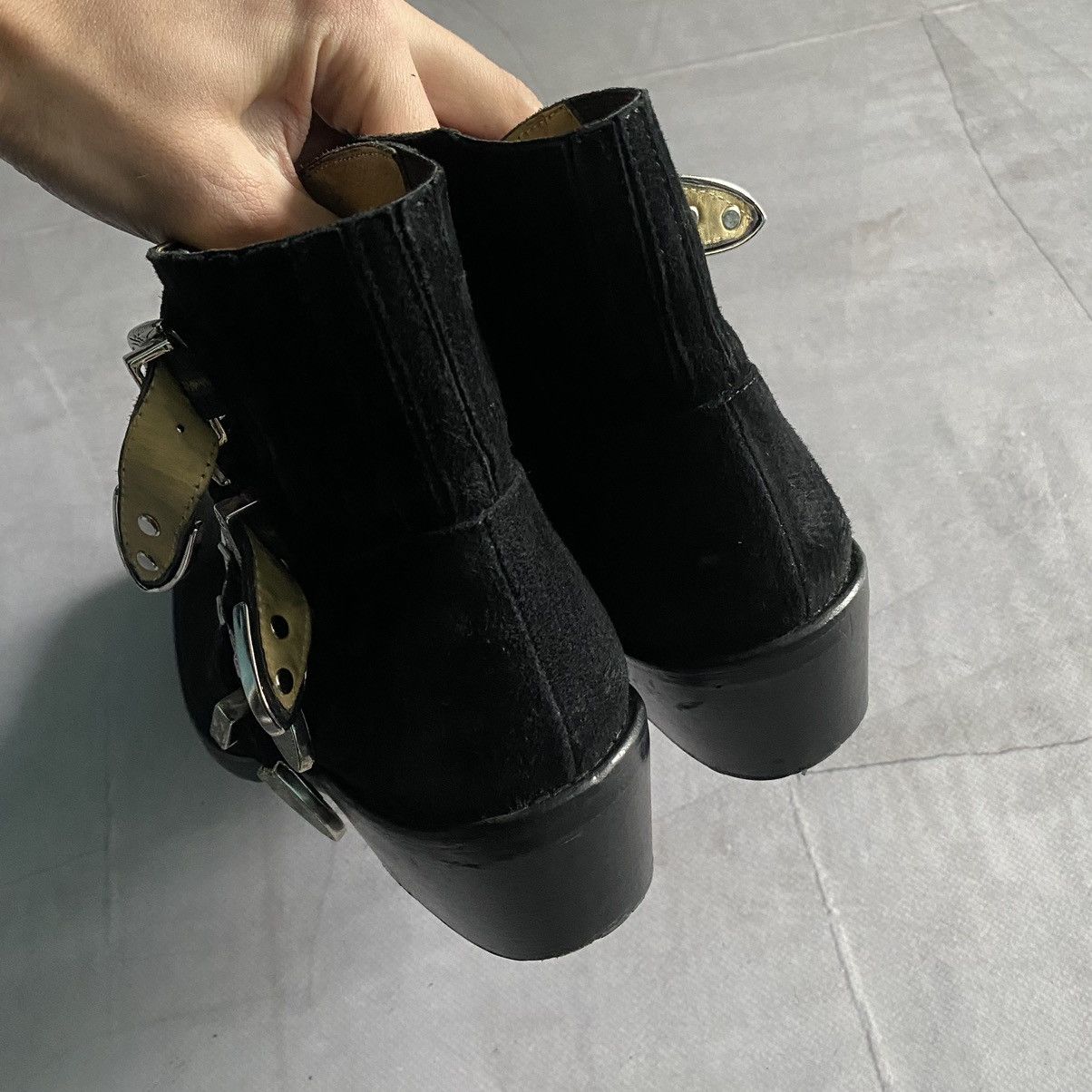 Japanese Brand Japan Toga Pulla Black Suede Four Buckle Western Boots Y2K Size US 8 / IT 38 - 6 Thumbnail