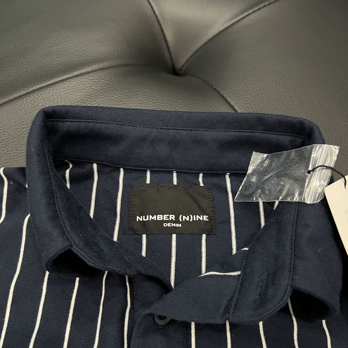 Number (N)ine Number (N)ine Striped Rubber Print Collar Polo Shirt Size US S / EU 44-46 / 1 - 6 Thumbnail