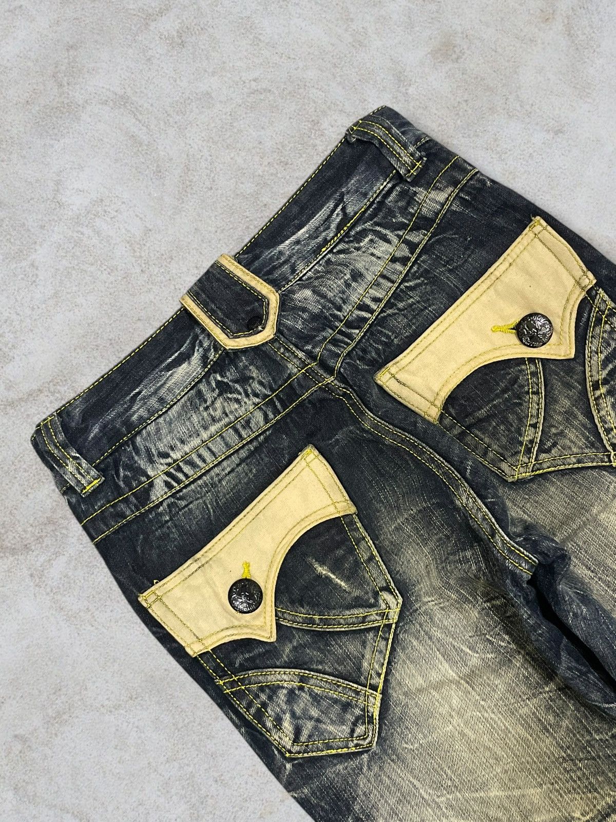 Le Grande Bleu (L.G.B.) Japanese Gothic And Punk Style Rusty Mud Wash Skull Jeans Size US 30 / EU 46 - 8 Thumbnail