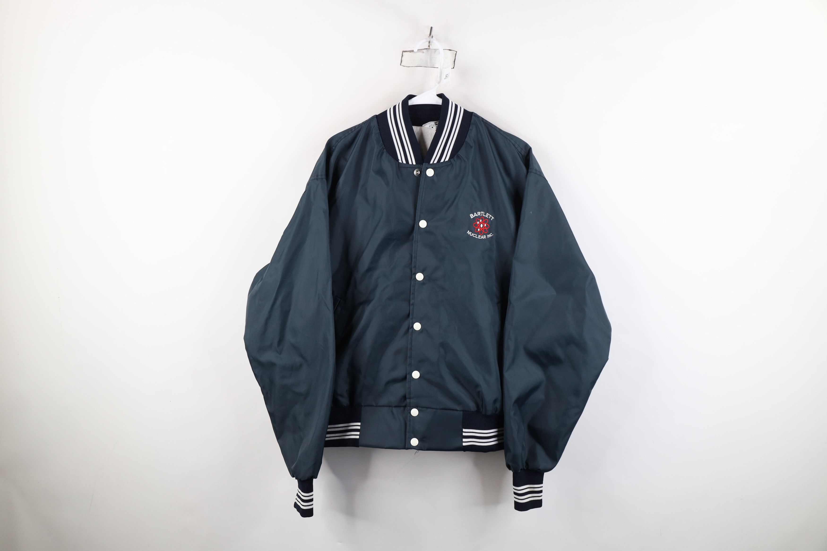 Vintage Vintage 80s Bartlett Nuclear Inc Satin Bomber Jacket USA Size US L / EU 52-54 / 3 - 1 Thumbnail