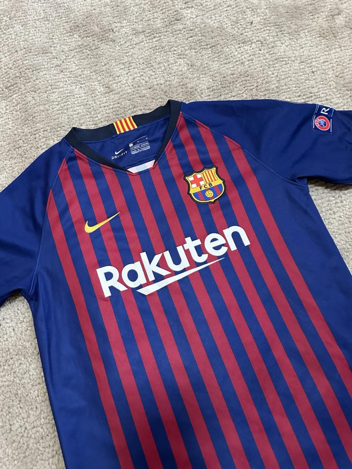 Nike #3 Pique Barcelona 2018/19 Home Football Shirt Soccer Jersey Size US XXS / EU 40 - 2 Thumbnail