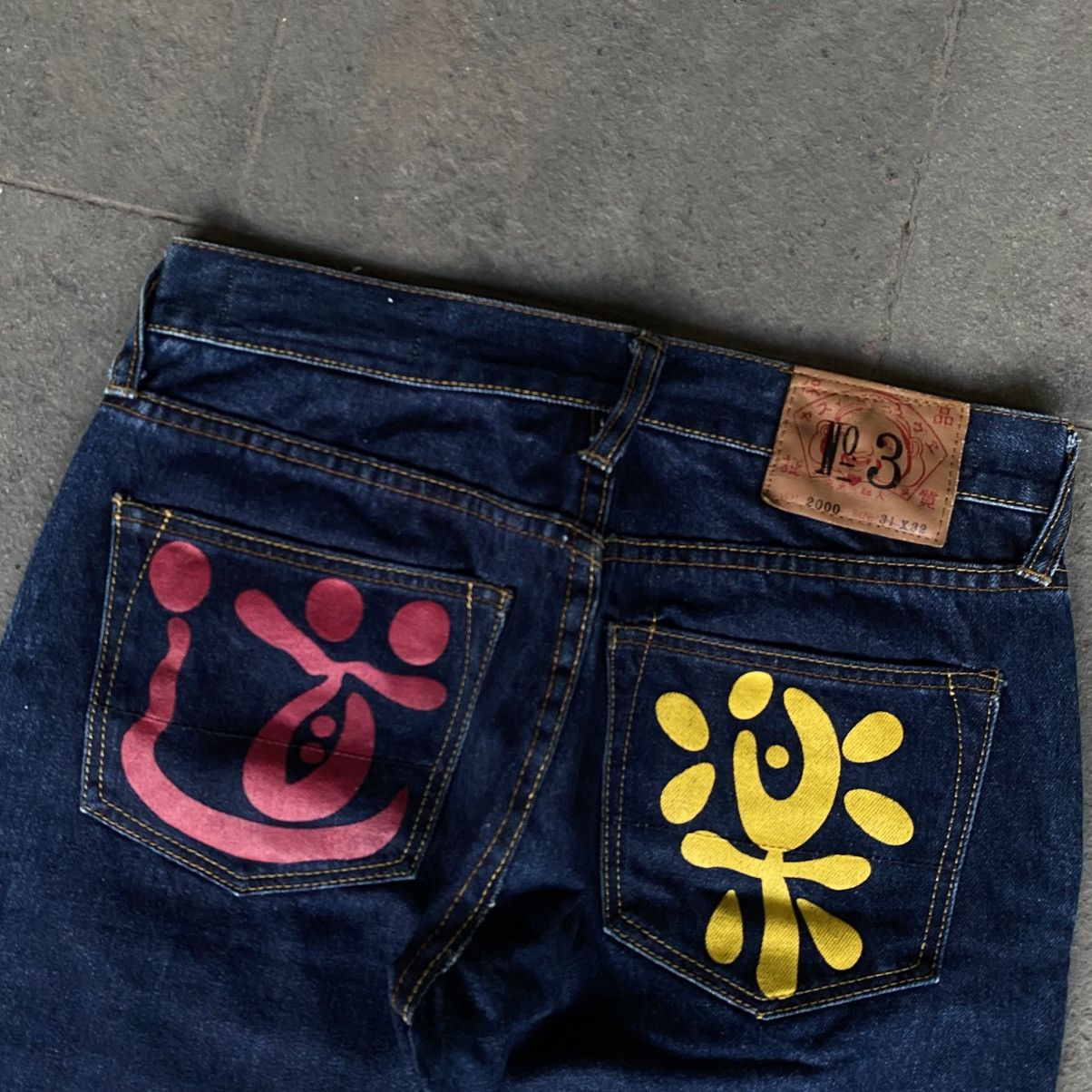 Evisu × Japanese Brand × Vintage Evisu Downluck No.3 Red/Yellow Logo Denim Size US 32 / EU 48 - 2 Thumbnail