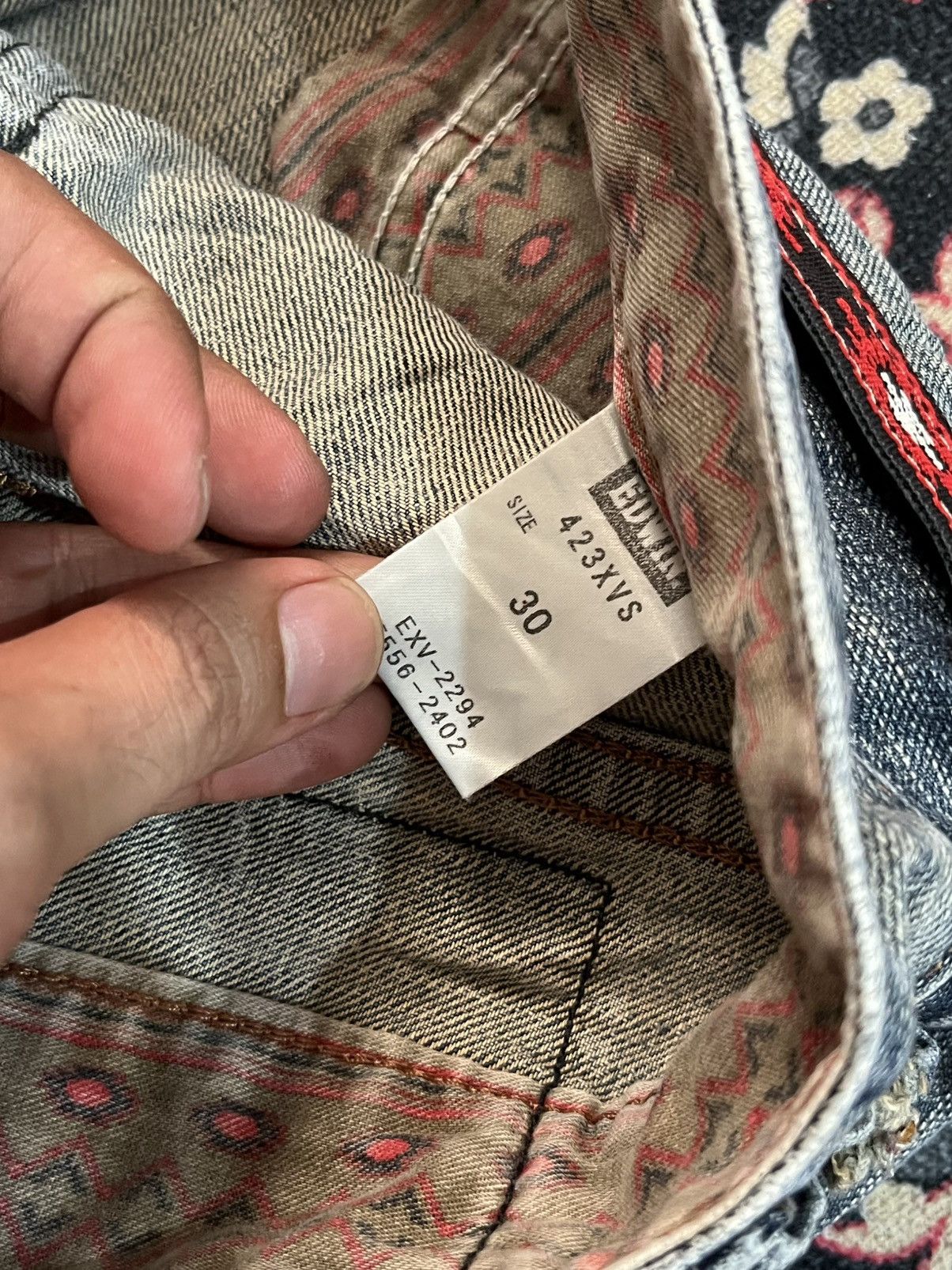 Edwin Vintage Edwin XVS Blue Faded Washed Whisker Straight Jeans Size US 30 / EU 46 - 15 Thumbnail