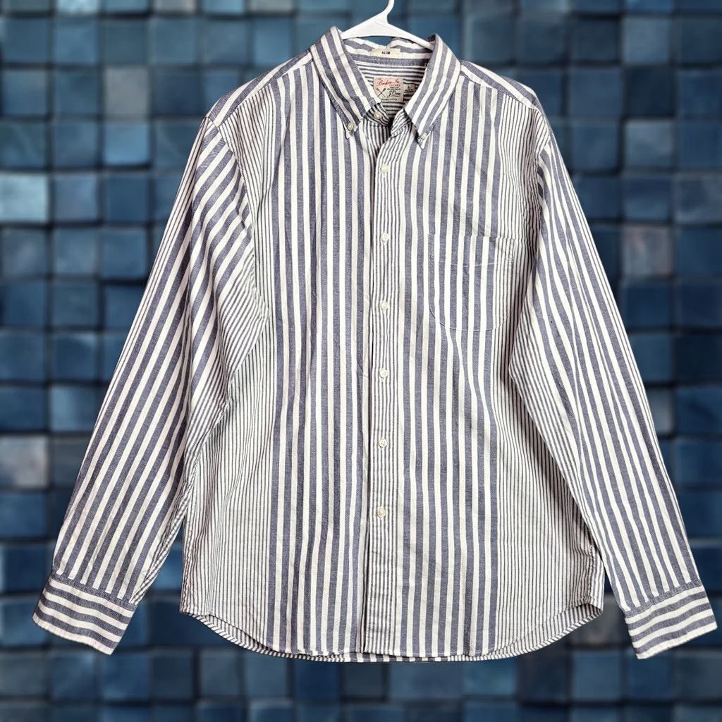 J.Crew J.Crew The Broken-In Oxford Slim Grey White Stripes Button Up Shirt Size L NEW Size US L / EU 52-54 / 3 - 1 Thumbnail