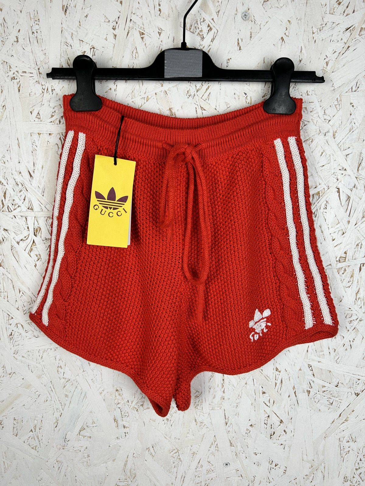 NWT Adidas x Gucci Crotchet Knit Shorts SS22 Red Size M