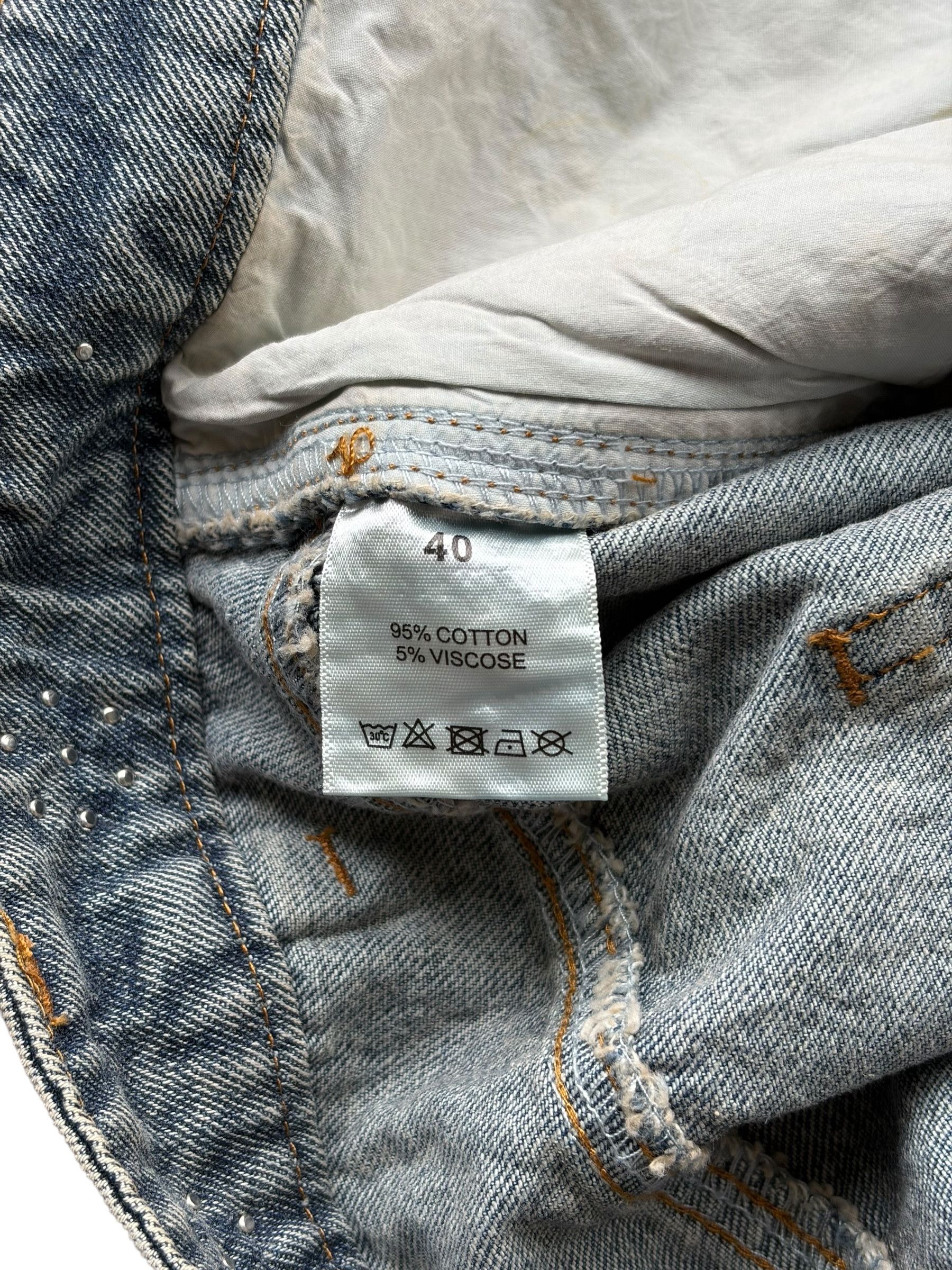 Vale Vale Forever Blue & Purple Rainstorm Rhinestone Logo Jorts Size US 40 / EU 56 - 5 Thumbnail