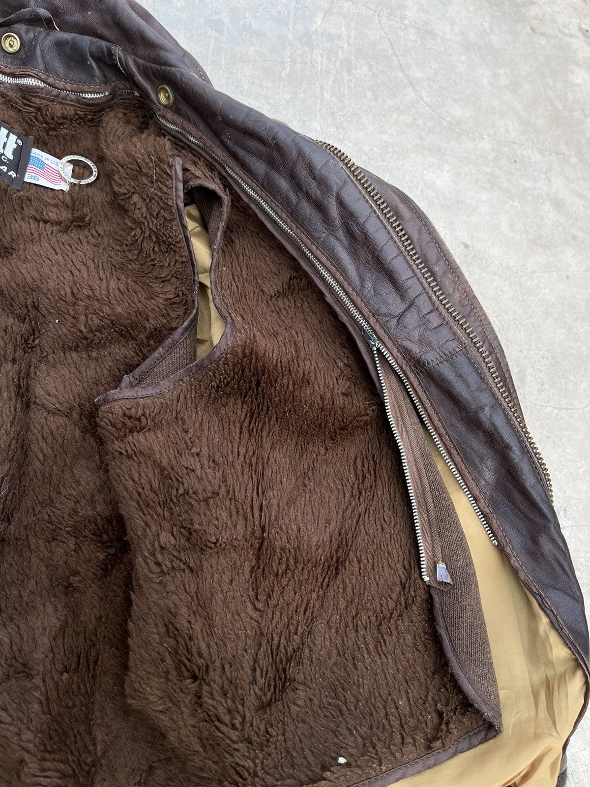 Schott Schott Leather Jacket G1 Flight Bomber Sherpa brown Size US XS / EU 42 / 0 - 11 Thumbnail