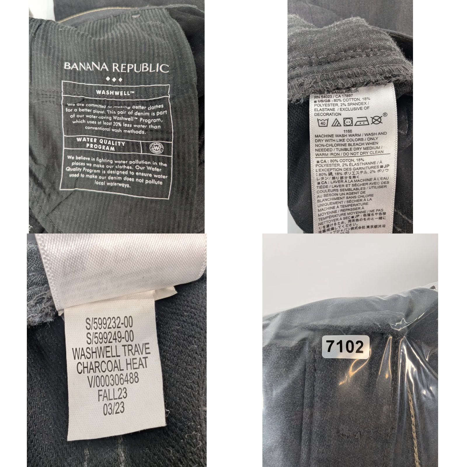Banana Republic Banana Republic Travel Jean Mens Slim Fit 38x32 Jeans Charcoal Gray Pant City Preppy Modern 90s Style Mens Size US 38 / EU 54 - 9 Thumbnail