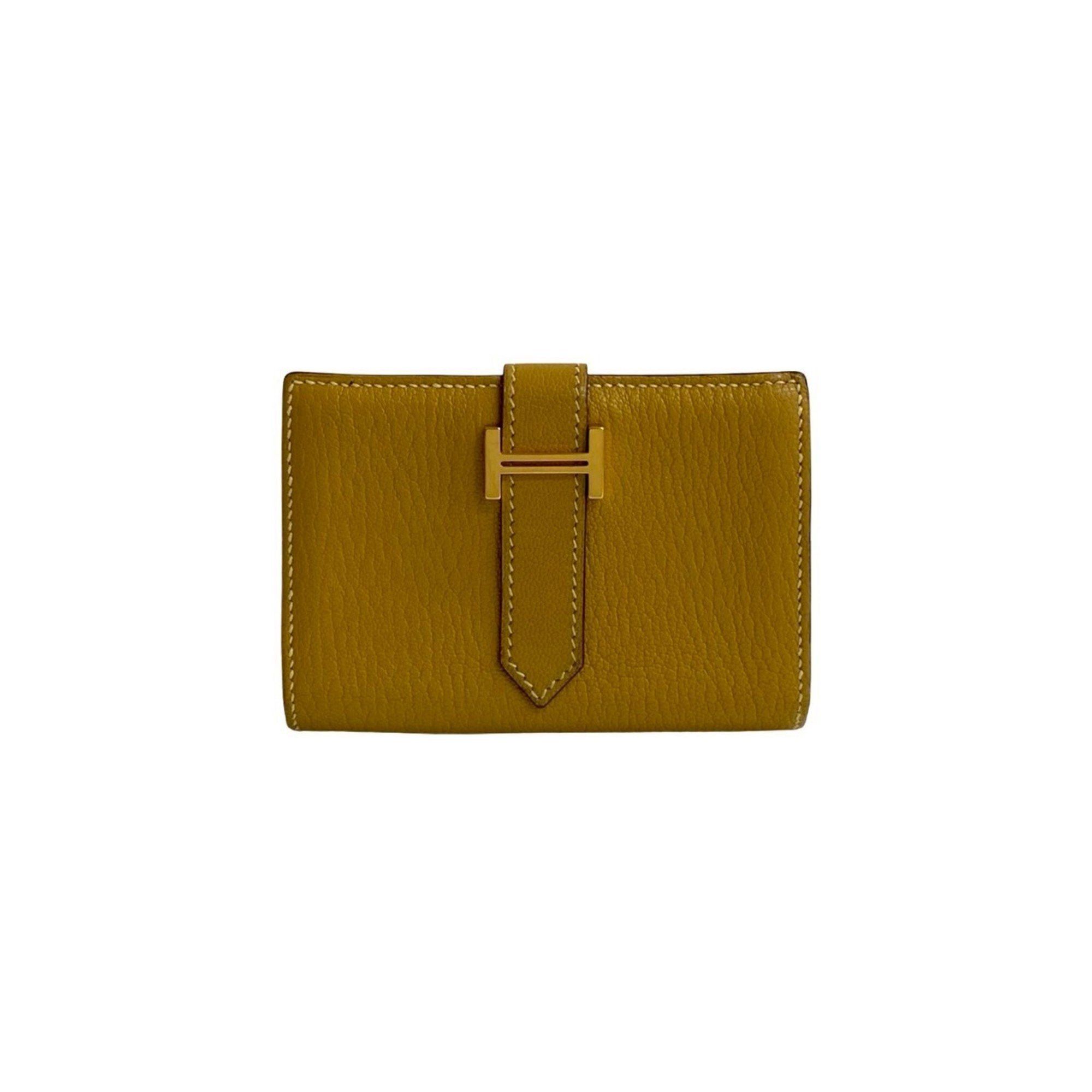 Hermes HERMES Bearn Mini Chevre Leather Business Card Case/Card Case, Yellow, 42052 Size ONE SIZE - 1 Thumbnail
