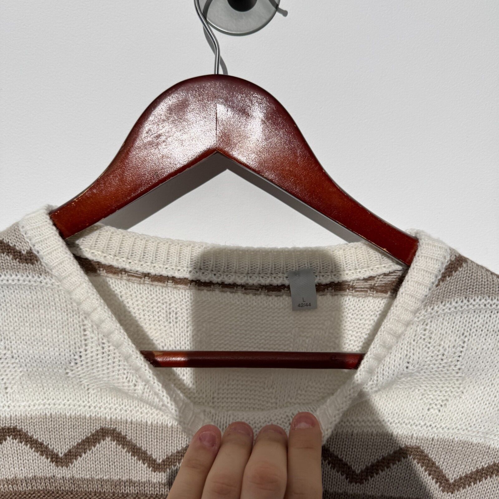 Vintage Vintage Unisex Beige Brown Wool Sweater Size L Regular Fit Size US L / EU 52-54 / 3 - 8 Thumbnail